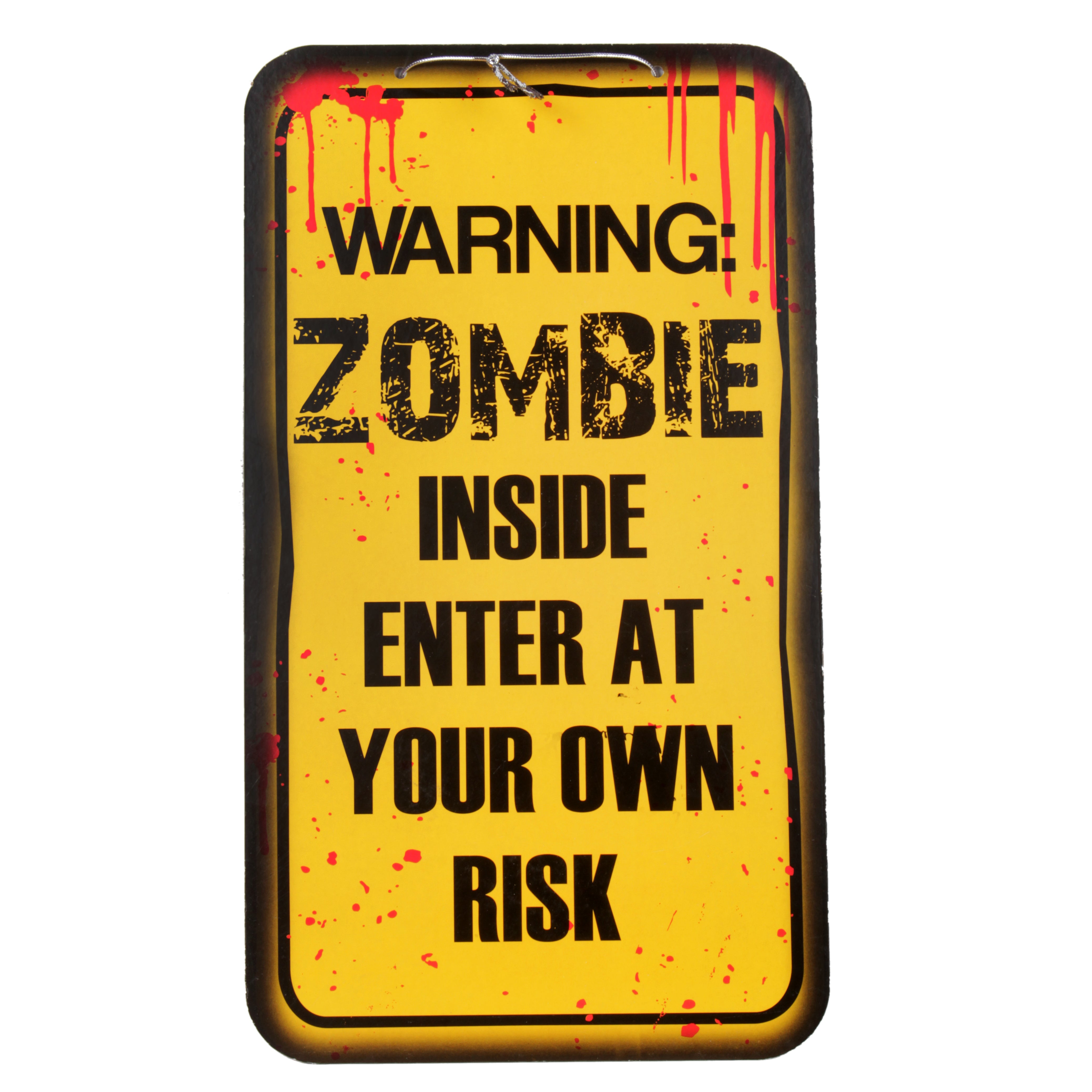 Warning Sign - Zombie Inside Enter at Your Own Risk Hanging Sign Board 23 x 40cm