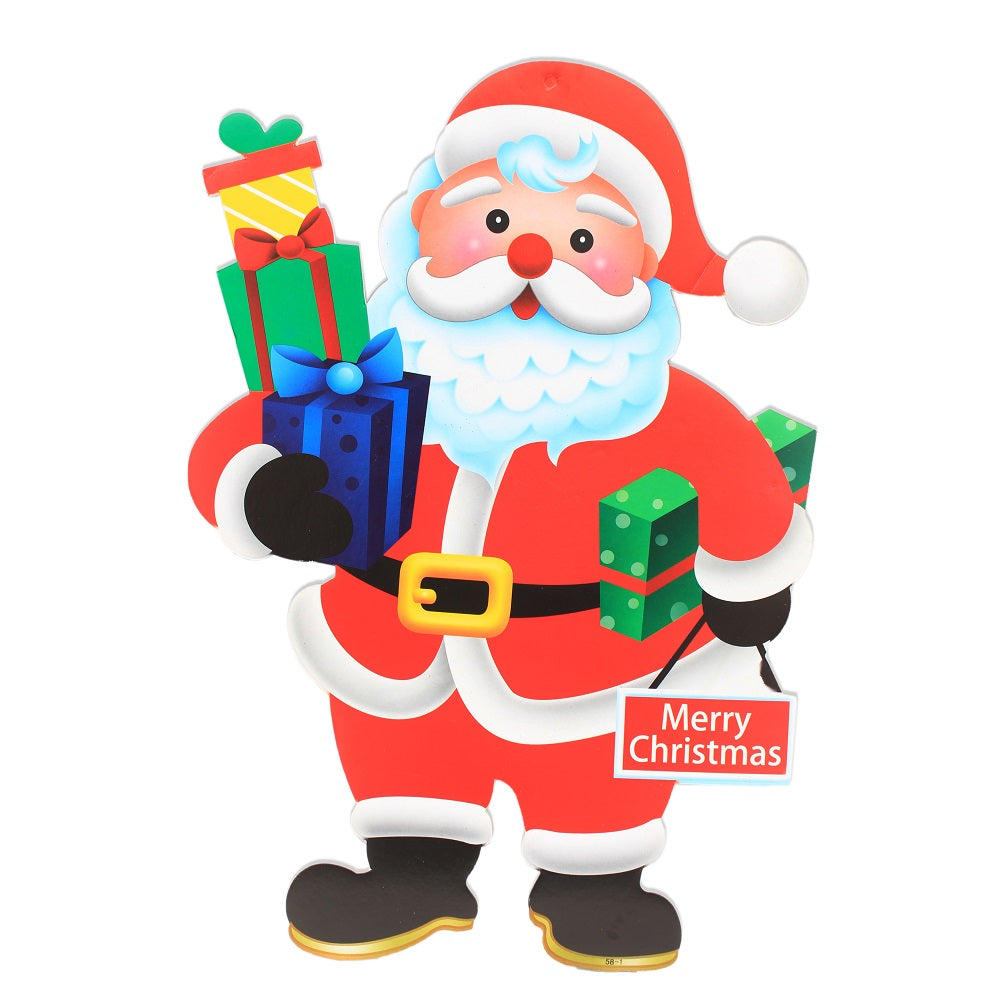 Glitter Santa Hanging Deor - Two side use,  44 X 47cm, 1pc