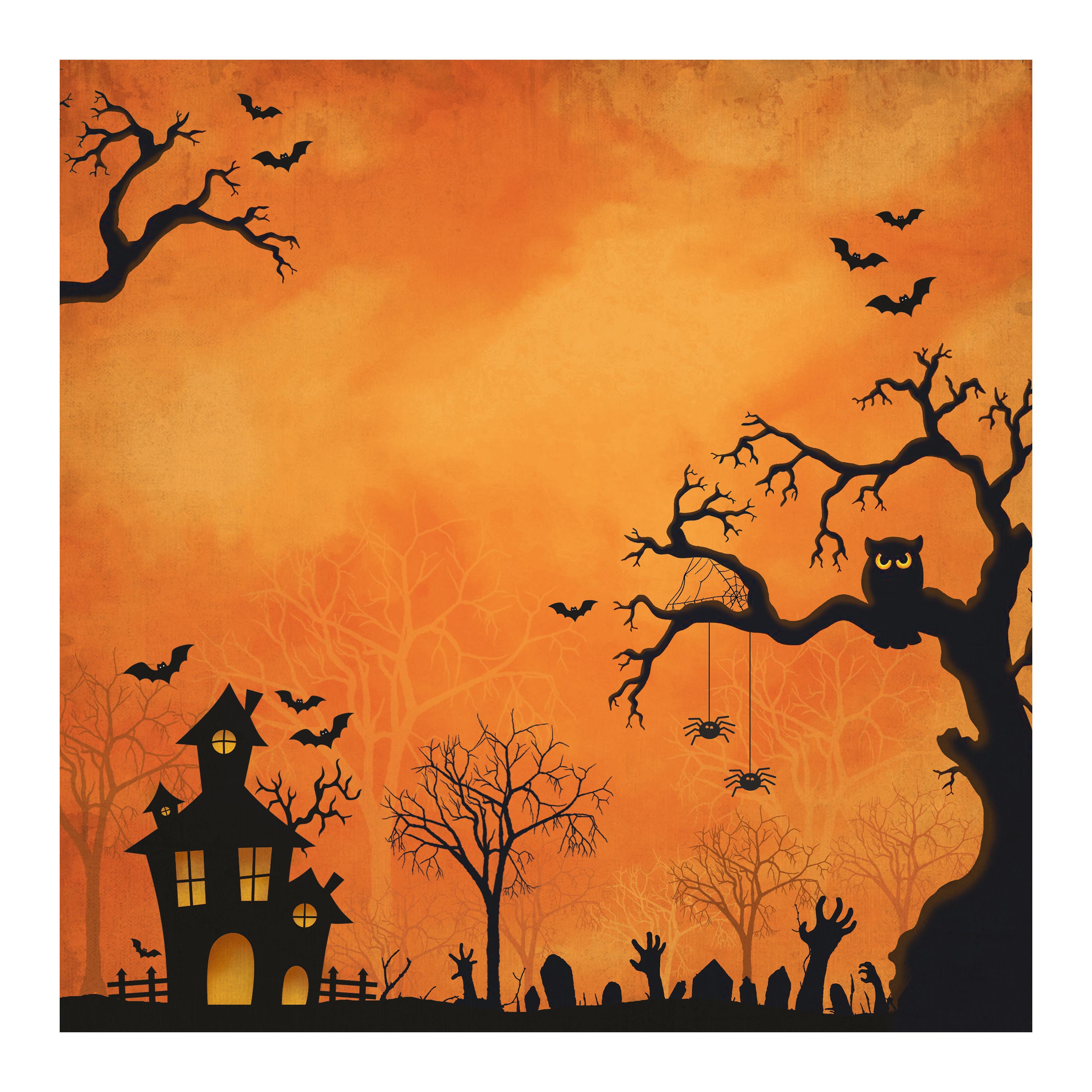 6 x 6 inch Printed Cardstock pack- Halloween, 24 Sheets, 12 Designs, 250 gsm