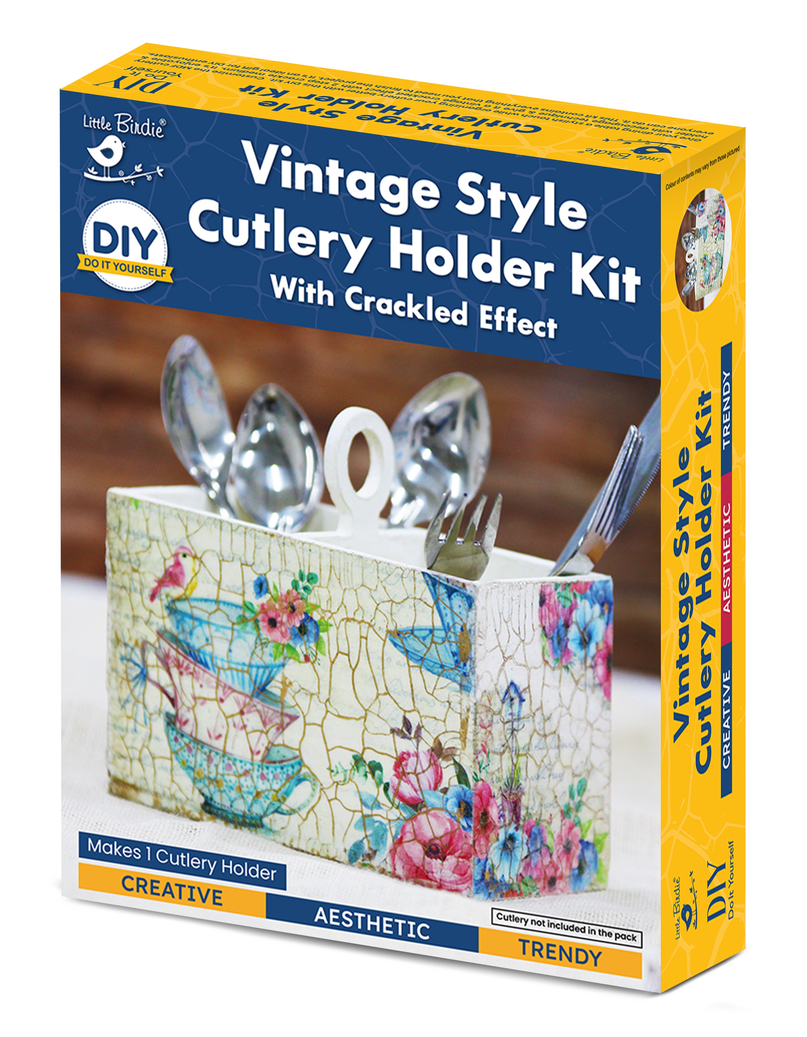 Diy Crackle Cutlery Holder Kit