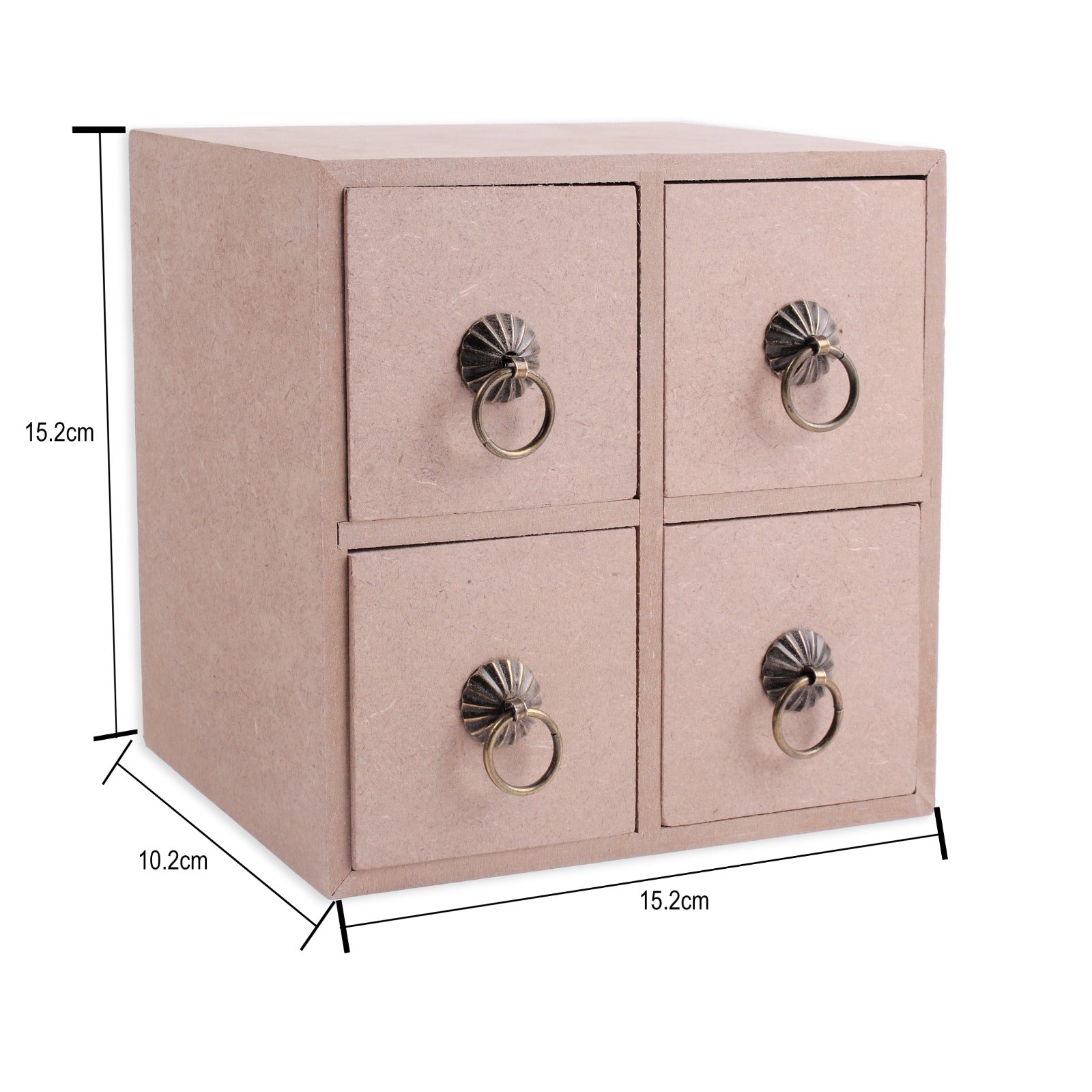 Mdf Table Organizer Chest Of 4 Drawers Approx L15.3 X W15.3 X D15.2Cm 5.5Mm Thick 1Pc Lb