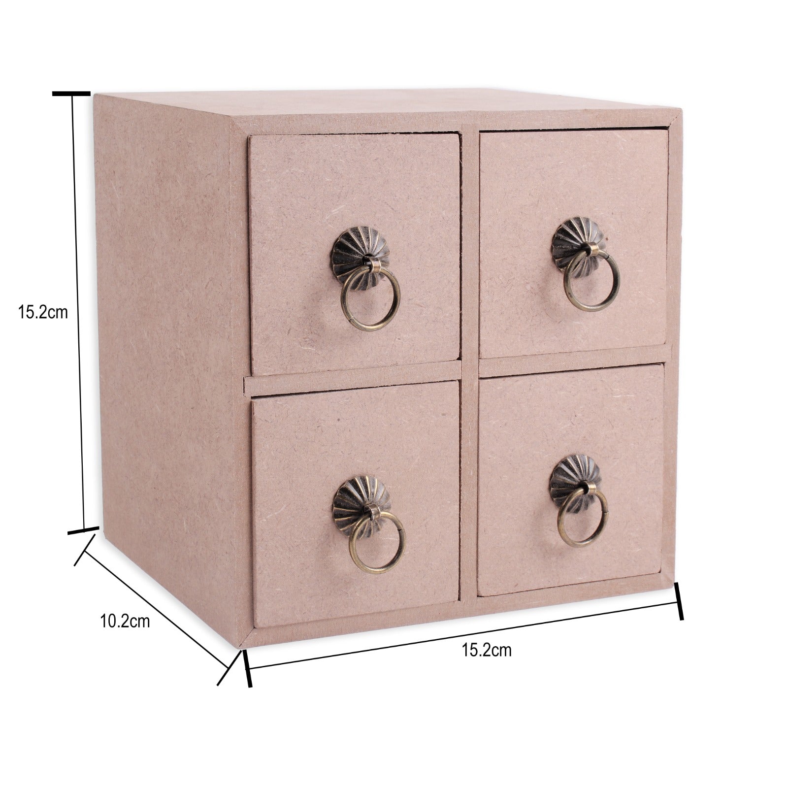 MDF Table Organizer Chest Of 4 Drawers Approx L15.3 X W15.3 X D15.2Cm 5.5Mm Thick 1Pc Lb