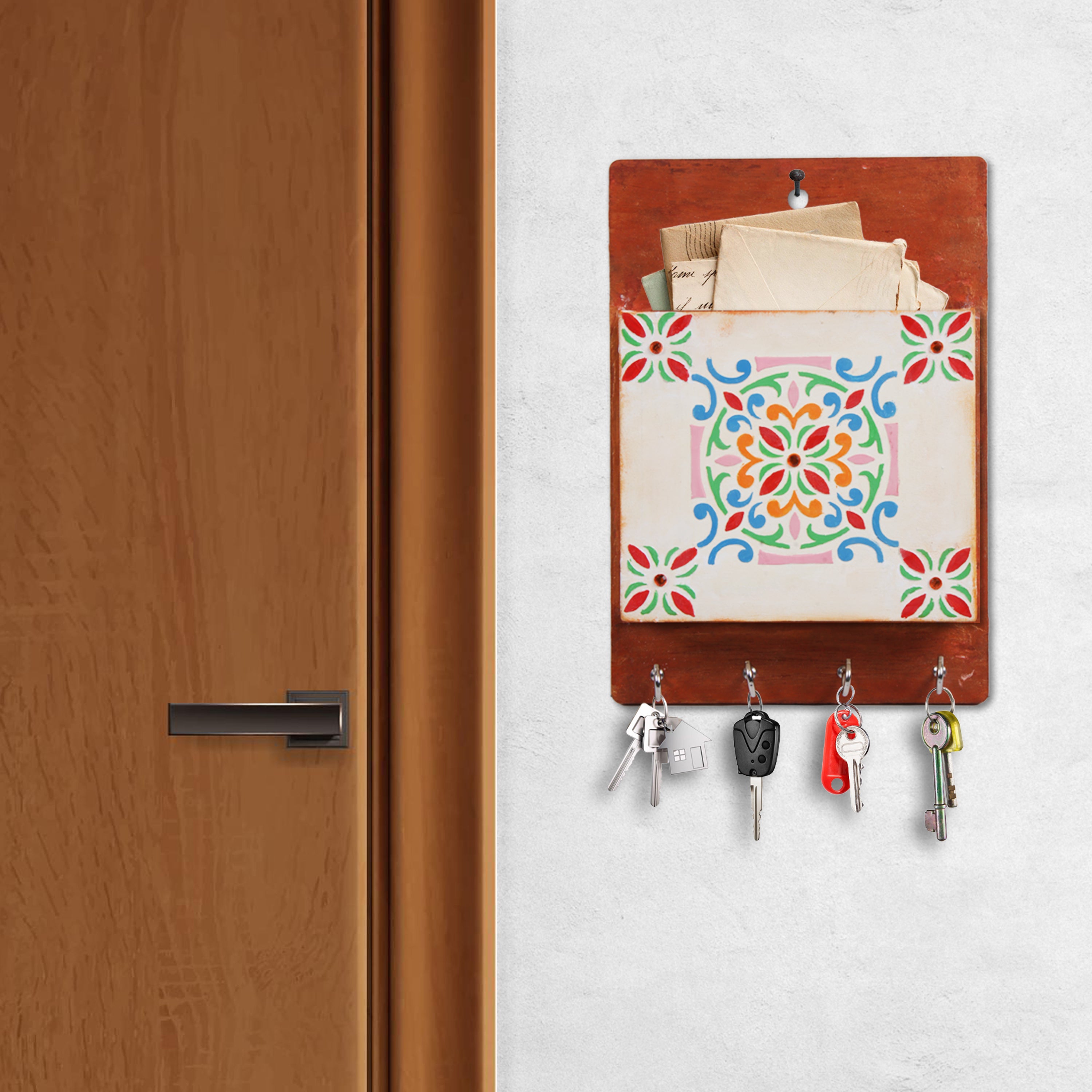 MDF Multipurpose Key Holder With Storage Compartment 10 X 7.5Inch 1Pc Lb