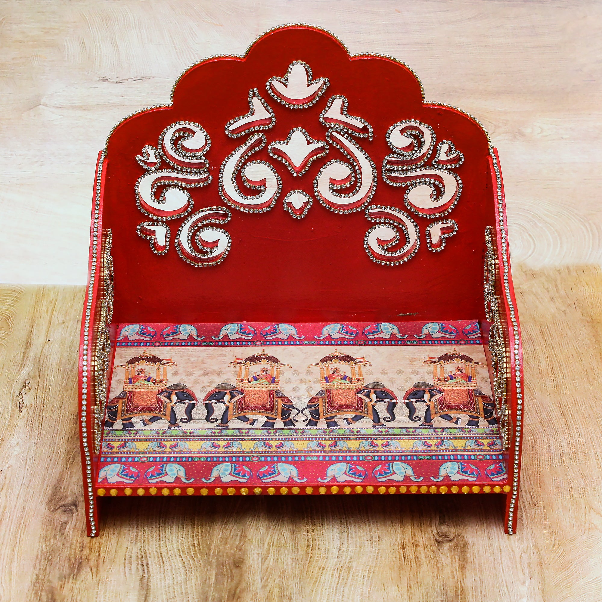 MDF Damask Festive Pooja Mandap - 10 X 10.25 X 8.5 inch