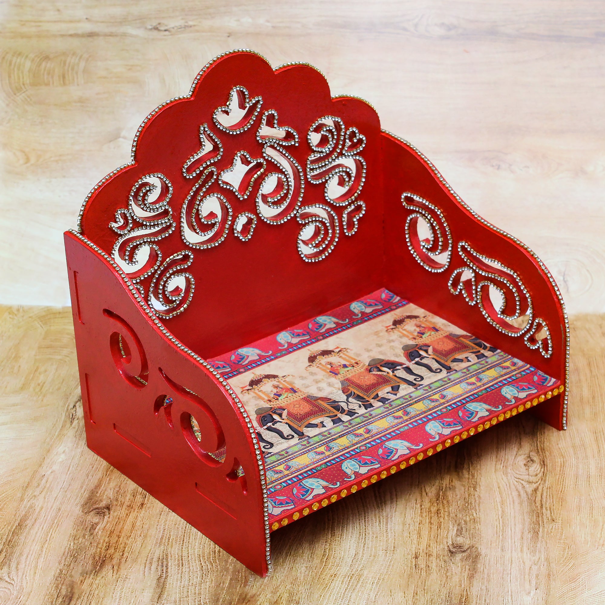 MDF Damask Festive Pooja Mandap - 10 X 10.25 X 8.5 inch