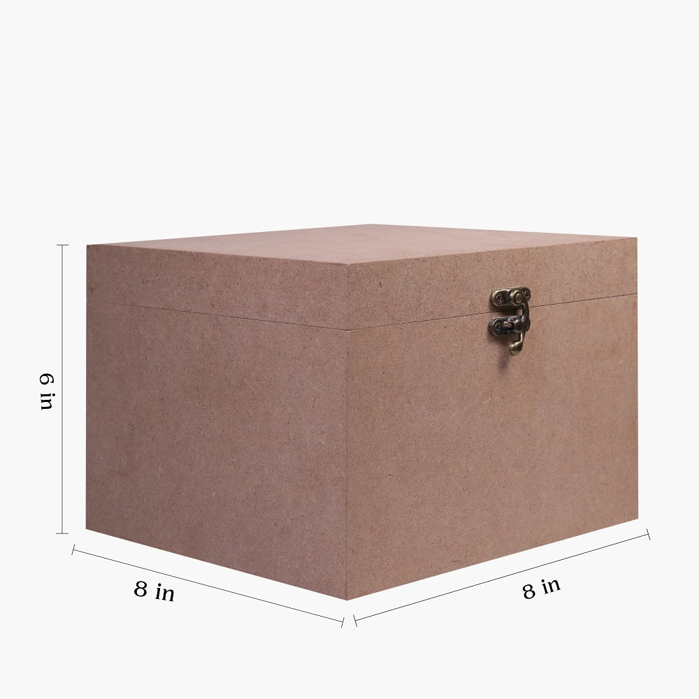 MDF Box With Latch Rectangle 8 X 8 X 6Inch 5.5Mm Thick 1Pc Sw Lb