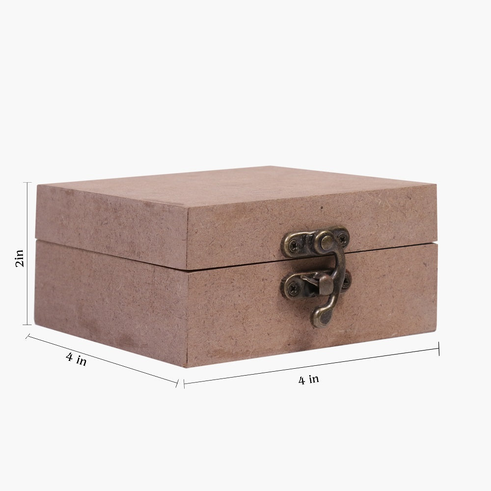 MDF Box With Latch Square 4 X 4 X 2Inch 5.5Mm Thick 1Pc Sw Lb