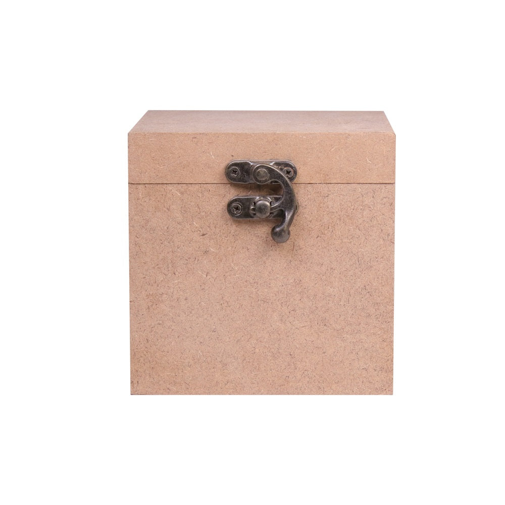 MDF Box With Latch Square 4 X 4 X 3 Inch 5.5Mm Thick