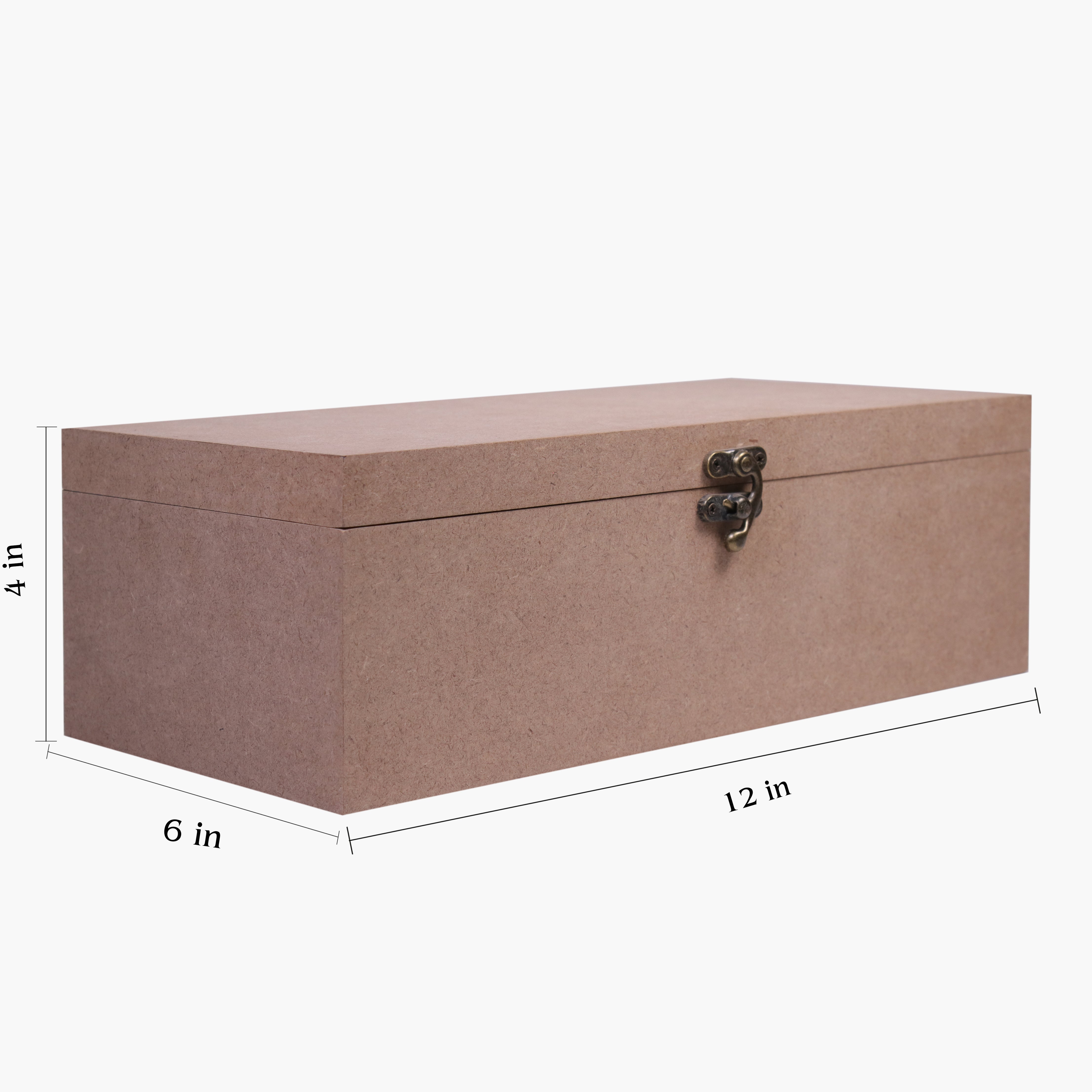 MDF Box With Latch Rectangle 12 X 6 X 4Inch 5.5Mm Thick 1Pc Sw Lb