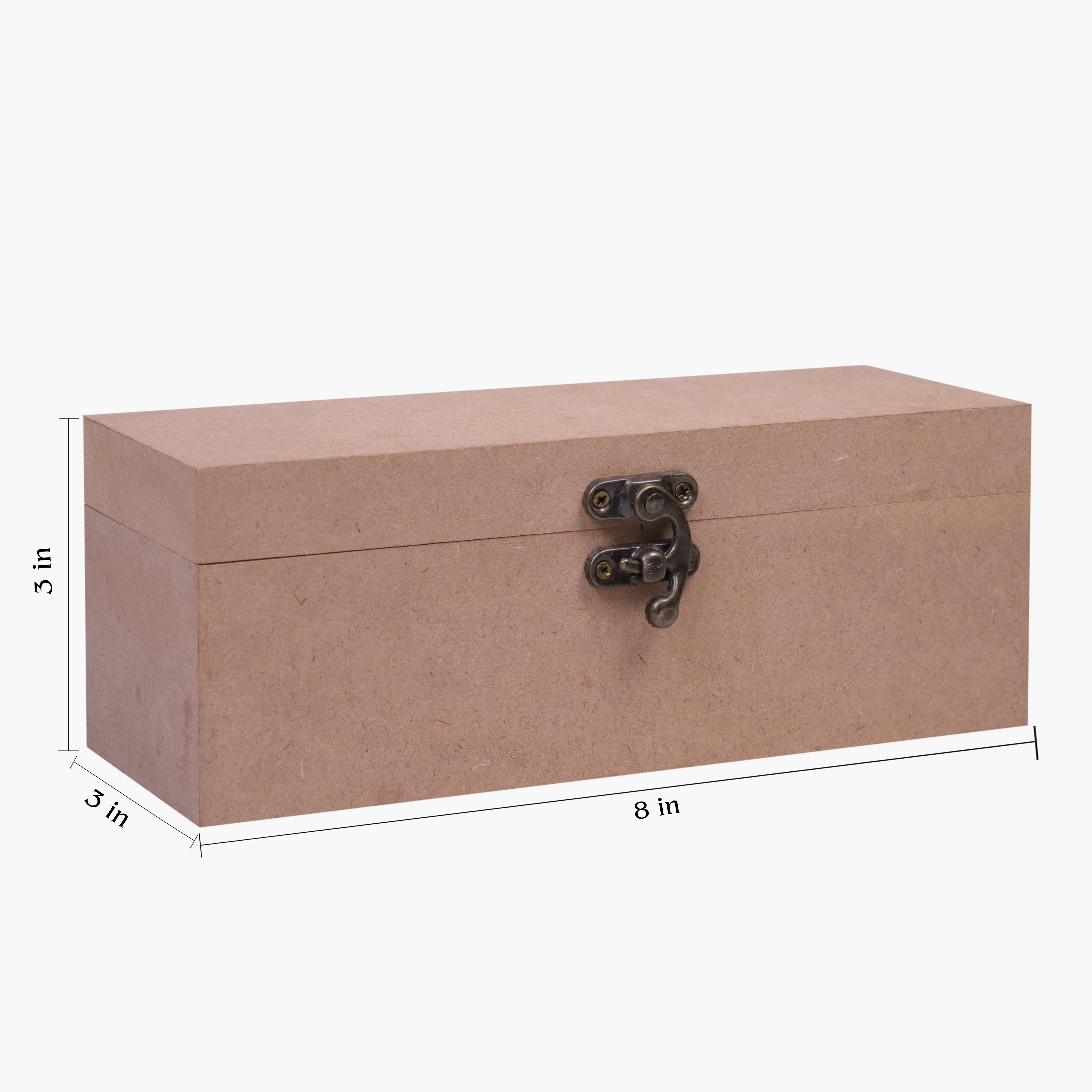 MDF Box With Latch Rectangle 8 X 3 X 1.75Inch 5.5Mm Thick 1Pc Sw Lb