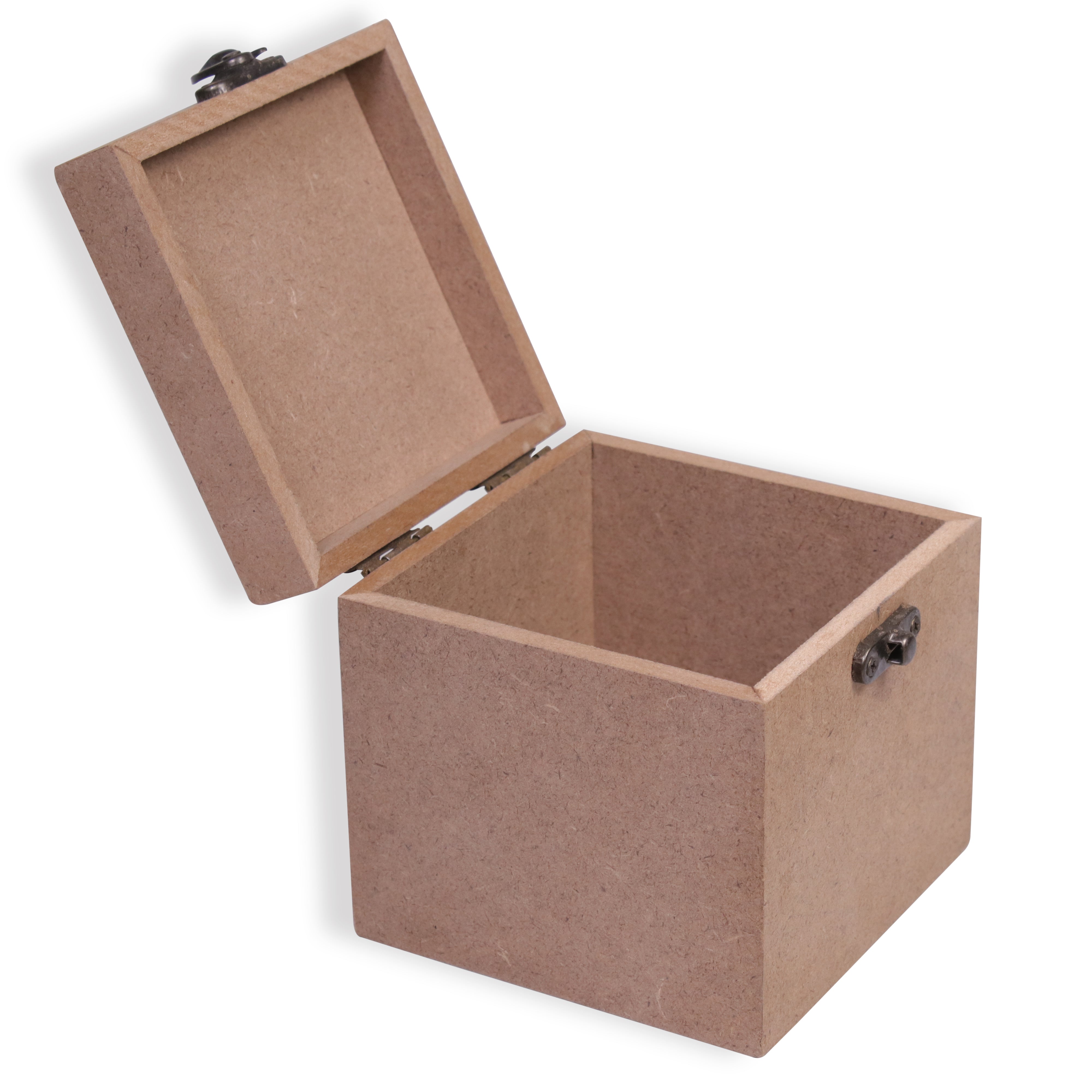 MDF Box With Latch Square 4 X 4 X 3 Inch 5.5Mm Thick