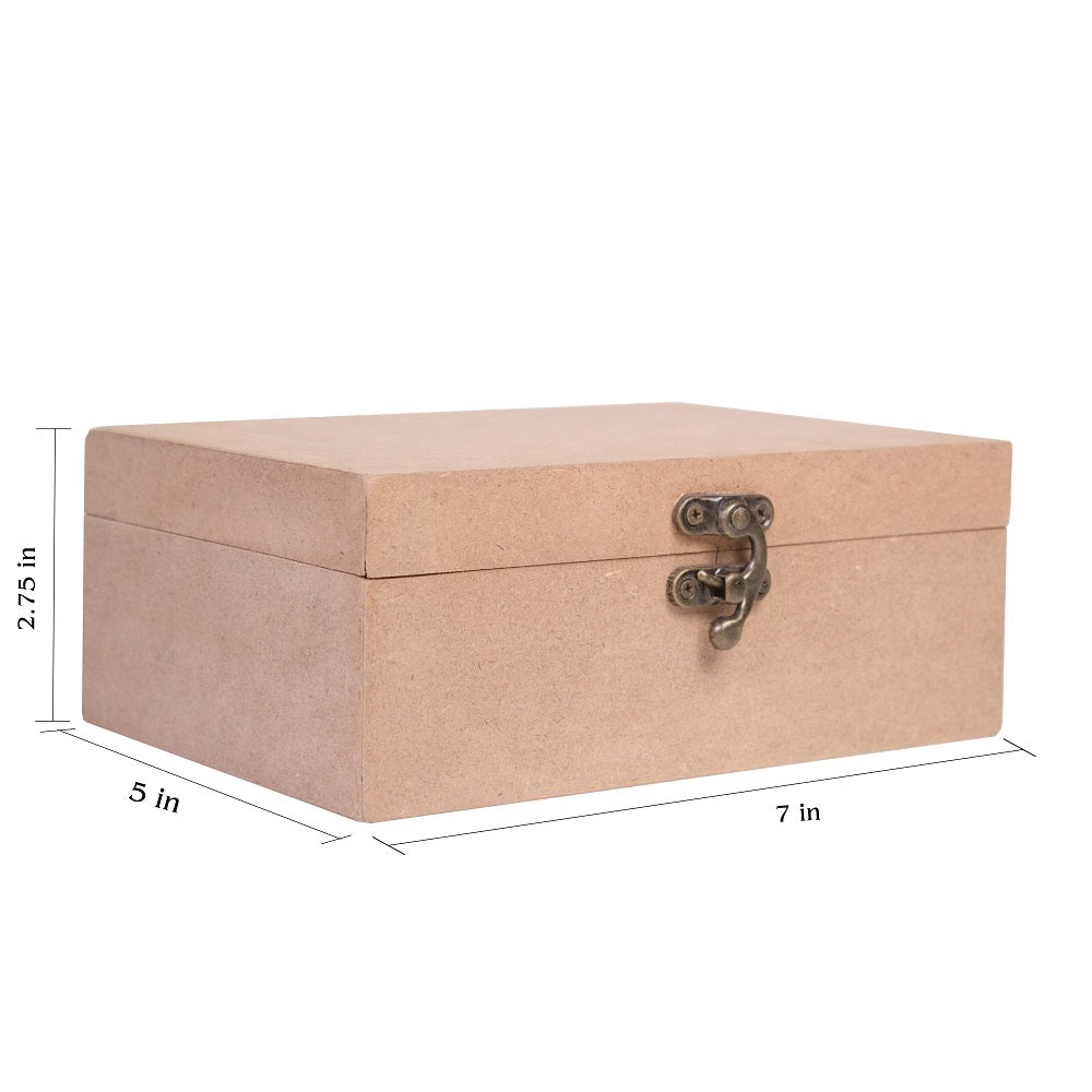 MDF Box With Latch Rectangle 7 X 5 X 2.75Inch 5.5Mm Thick 1Pc Sw Lb