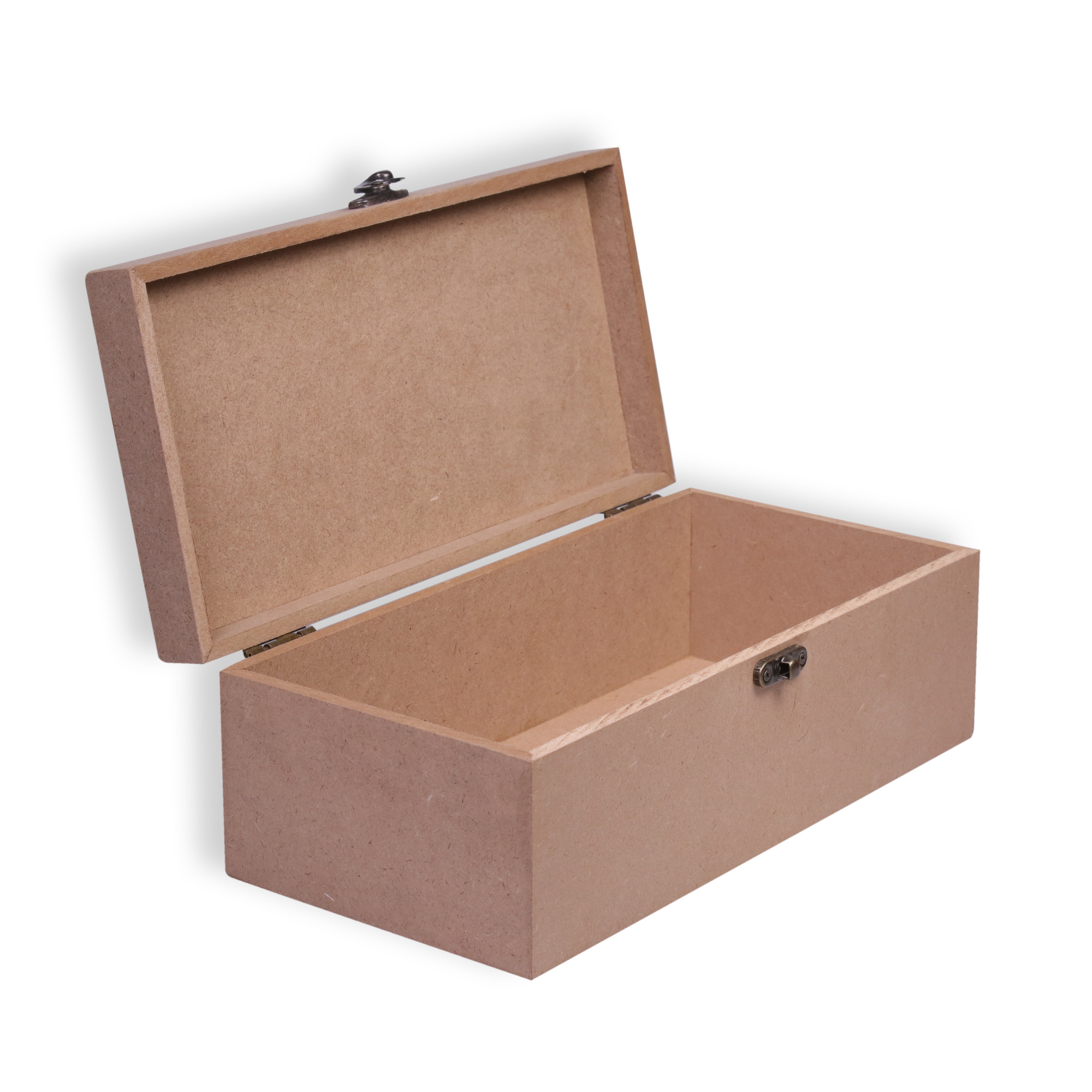 MDF Box With Latch Rectangle 10 X 5 X 3.5Inch 5.5Mm Thick 1Pc