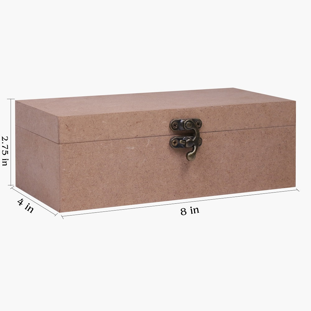 MDF Box With Latch Rectangle 8 X 4 X 2.75Inch 5.5Mm Thick 1Pc Sw Lb