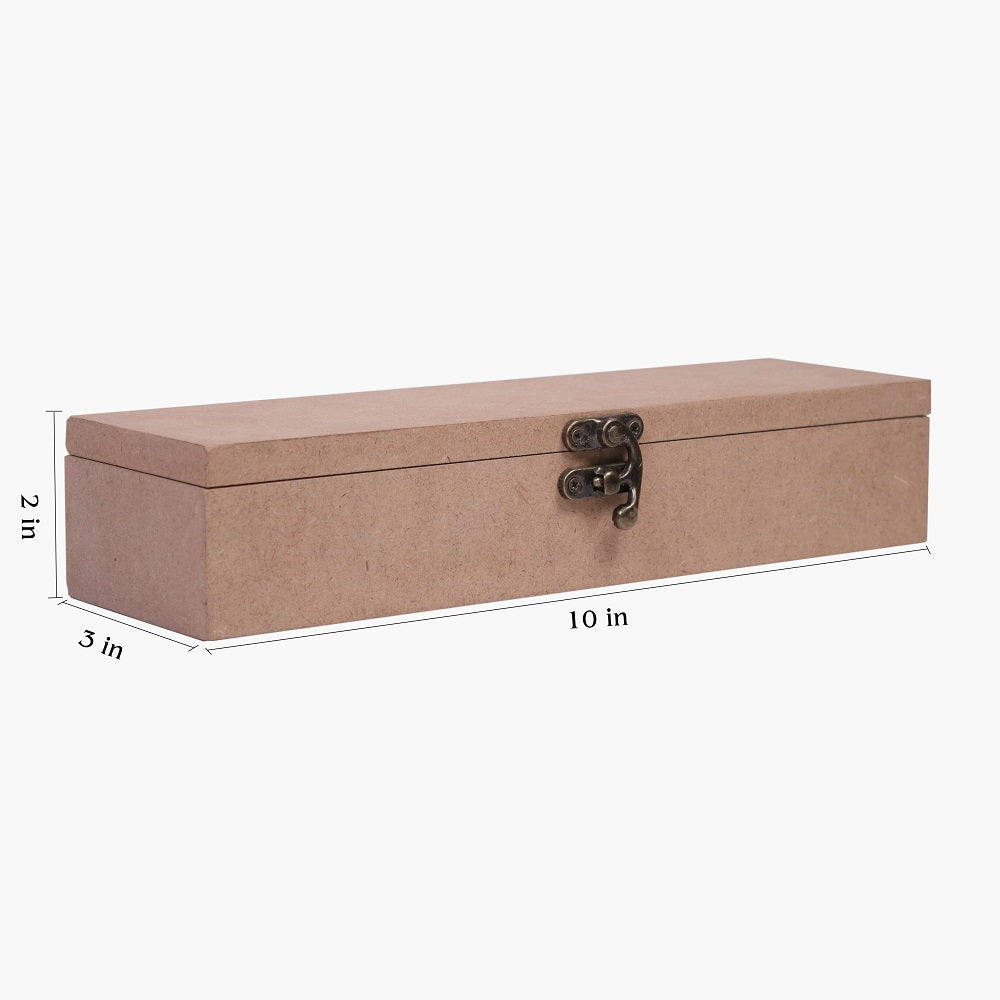 MDF Box With Latch Rectangle 10 X 3 X 2Inch 5.5Mm Thick 1Pc Sw Lb