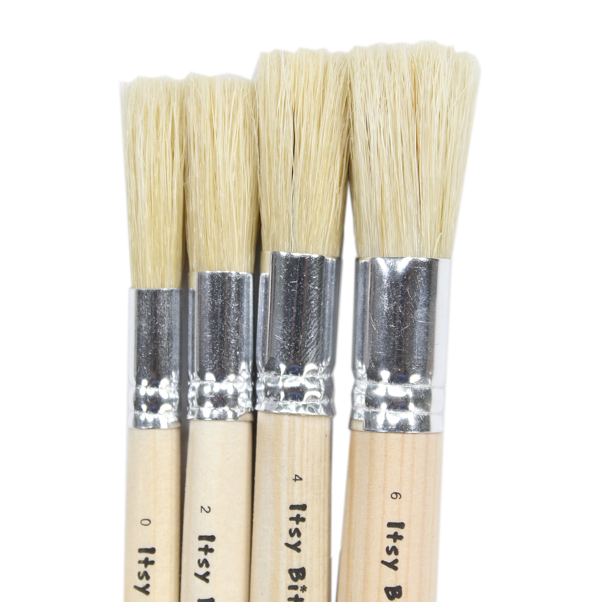 Stencil Brush Bristle Hair 9Cm Wooden Handle Size.0 2 4 6 4Pcs Set