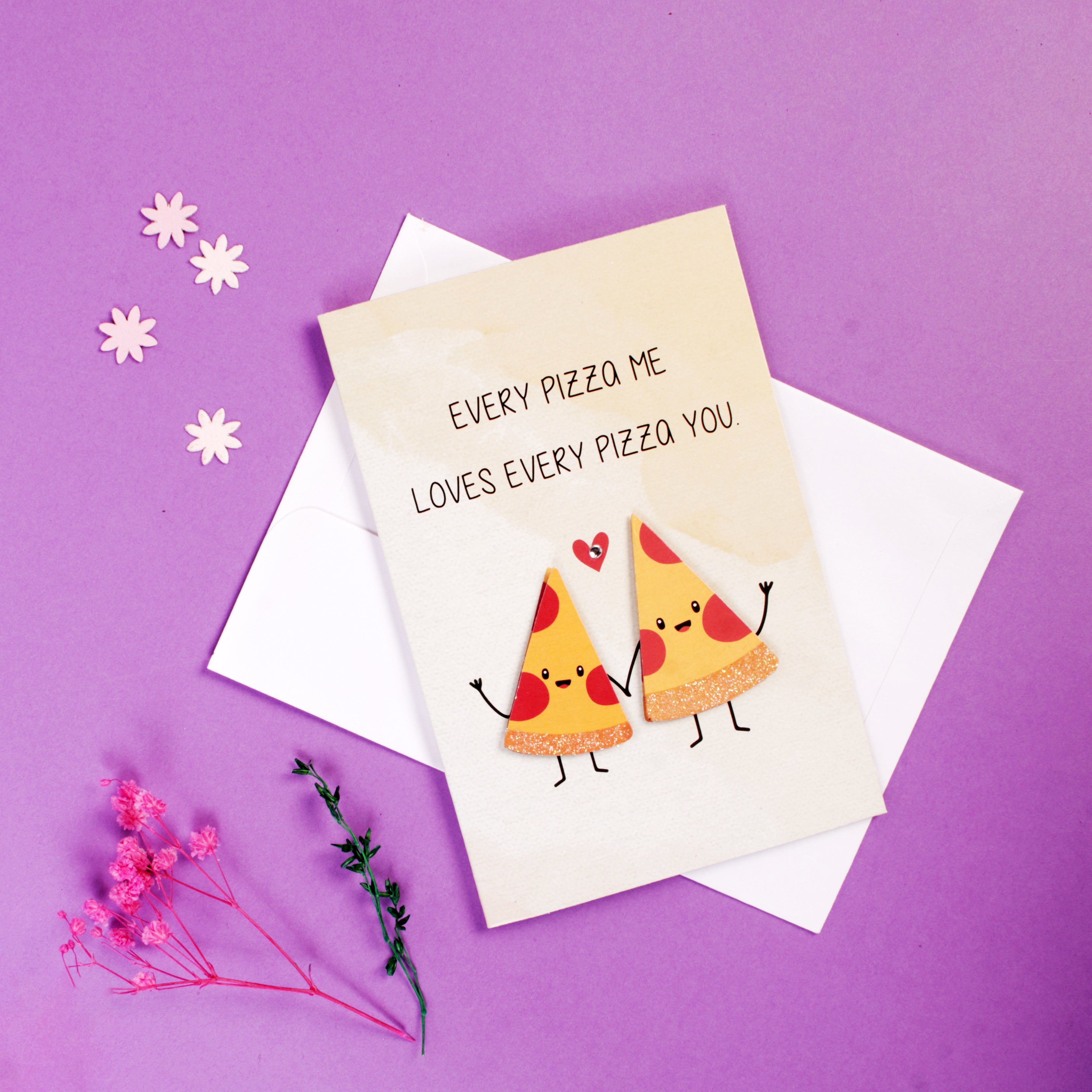 Mother's day Card And Envelop Every pizza me Love every pizza you 4 x 6inch 1pc