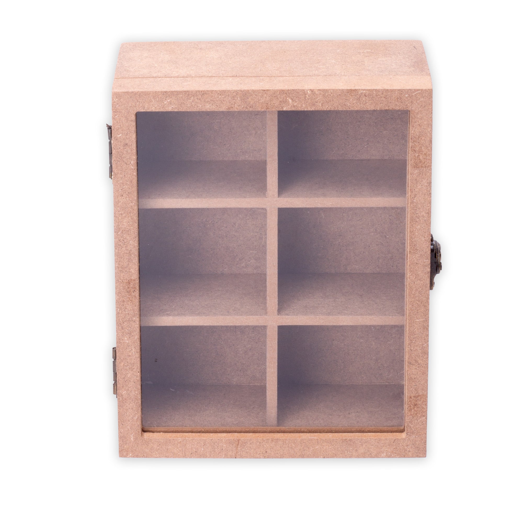MDF Box 6 Compartments Clear Acrylic Lid & Metal Latch Approx L 8.5 X W 6.5 X H 3.07in 5mm Thick 1pc