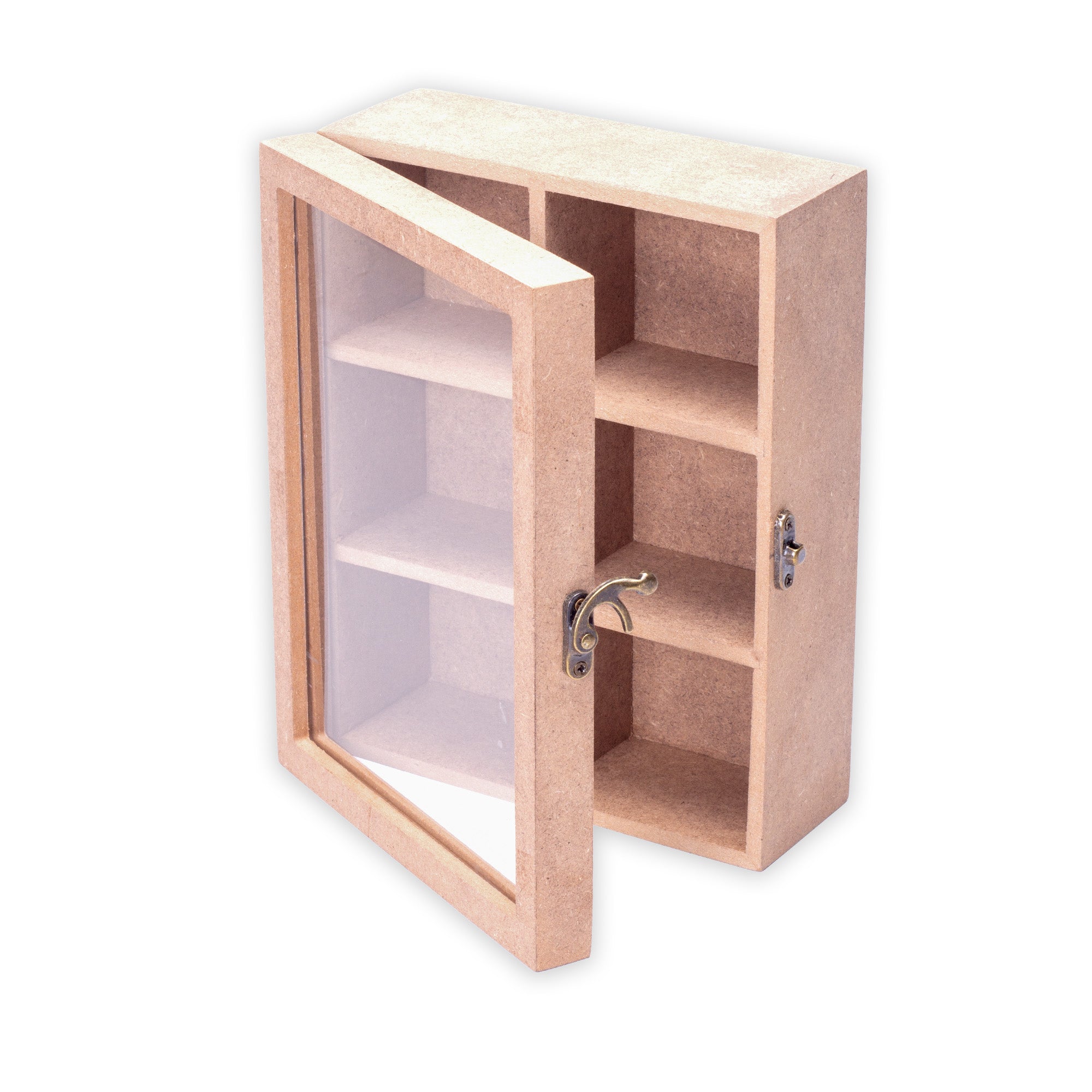 MDF Box 6 Compartments Clear Acrylic Lid & Metal Latch Approx L 8.5 X W 6.5 X H 3.07in 5mm Thick 1pc