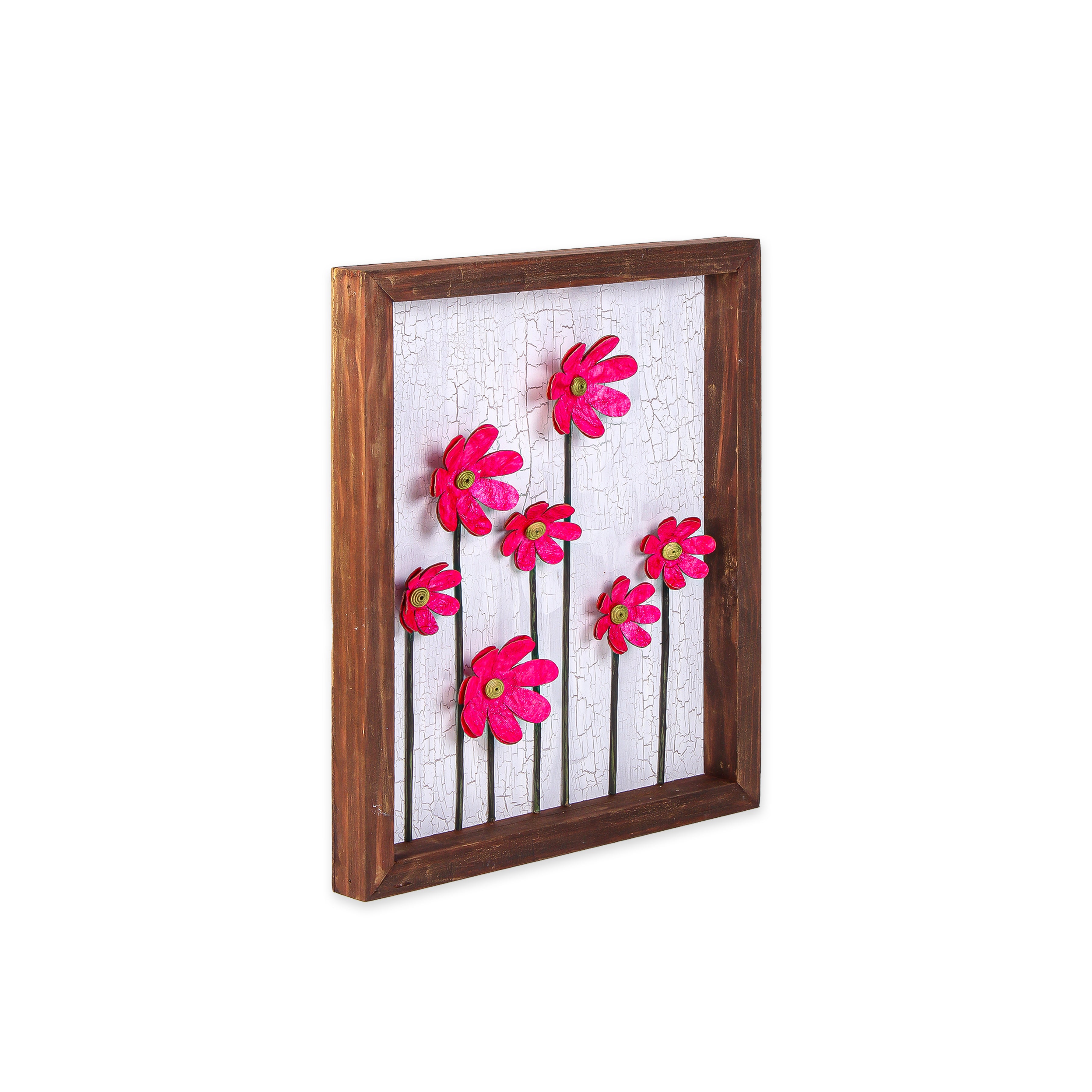 Wall Decor Handmade Daisy Field Pink 3D Floral Art with Metallic Effect Approx H14 X L11 X D0.98inch