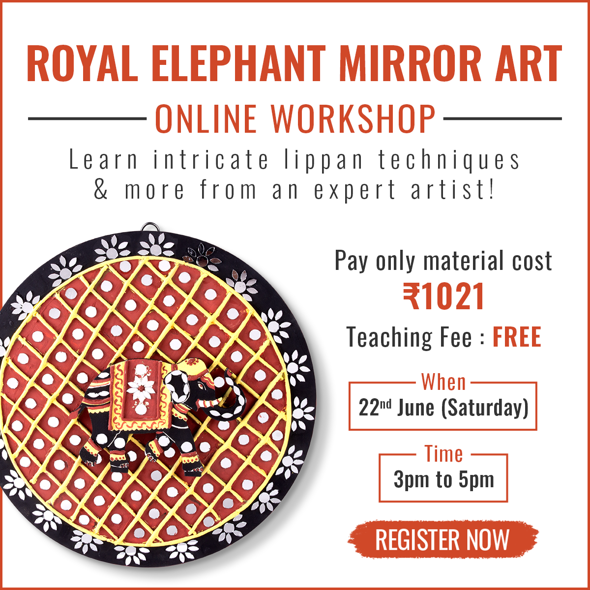 Royal Elephant Mirror Art Online Workshop