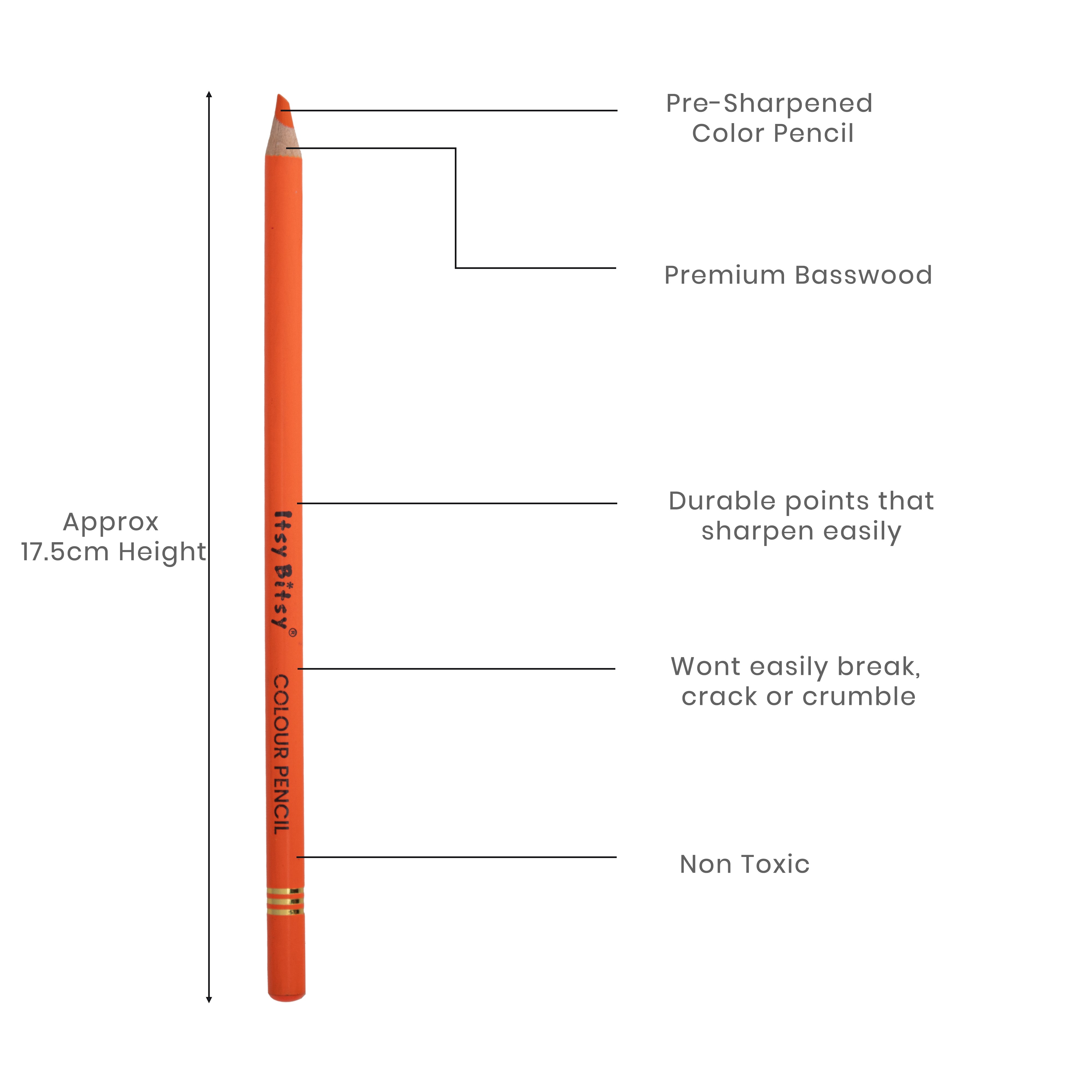 Premium Artist Colour Pencil 1pc - Orange