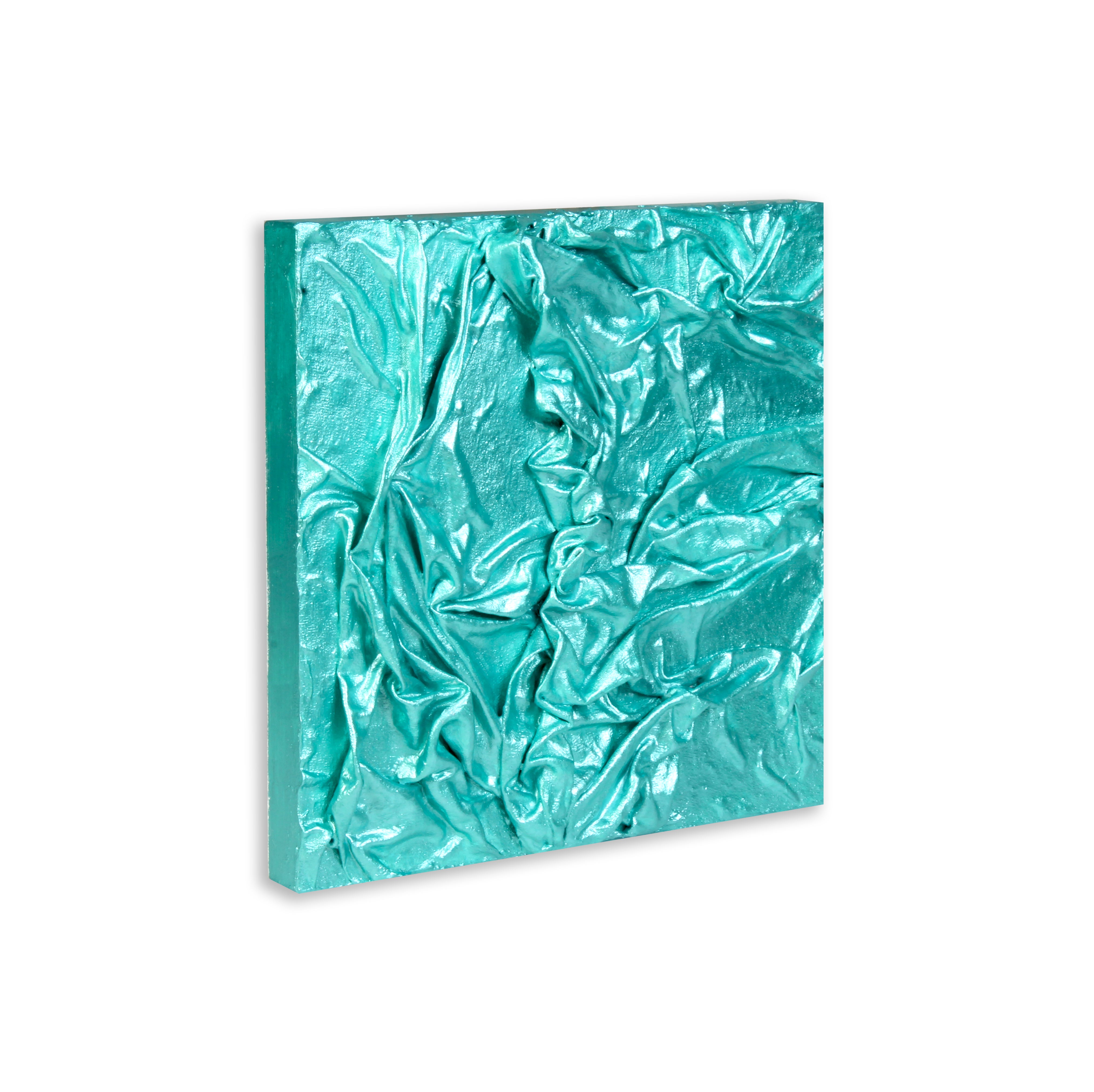 Wall Decor Faux Leather Art Carribean Teal Approx H12 X L12 X D0.78inch 1pc