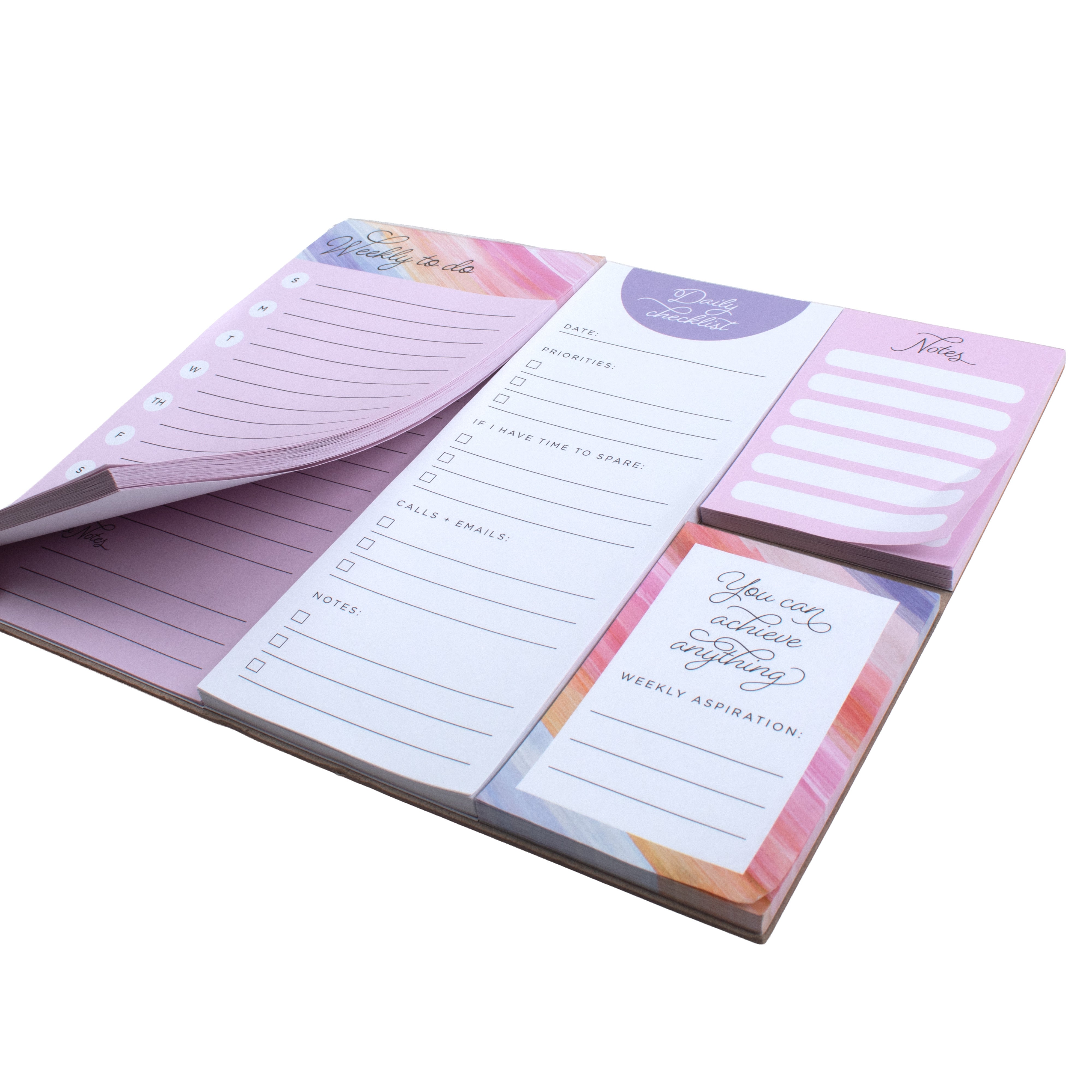 Sticky Notepad Essential Notes Assorted 24 X 19cm 50Sheet ,Weekly To Do 50sheet,Daily Checklist 50Sheet ,Mini Note 50Sheet Weekly Aspiration 50sheet
