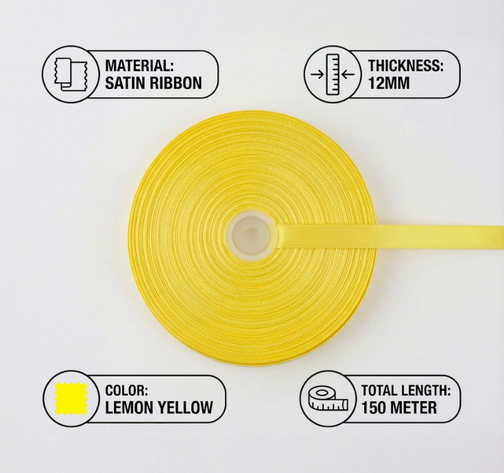 Satin Ribbon 12Mm 150Mtr  Lemon