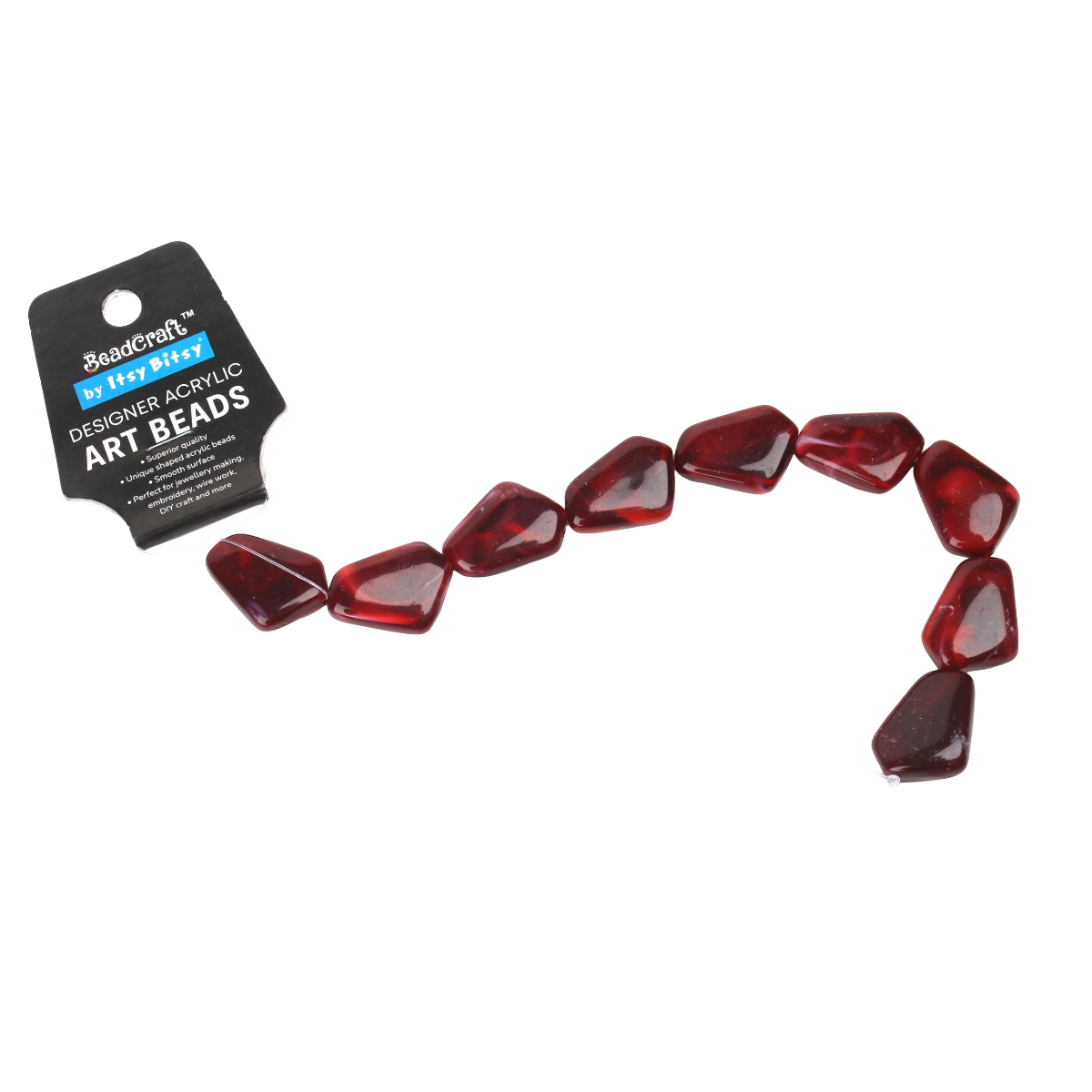 Designer Acrylic Art Beads Garnet Red 9 Beads 1 String