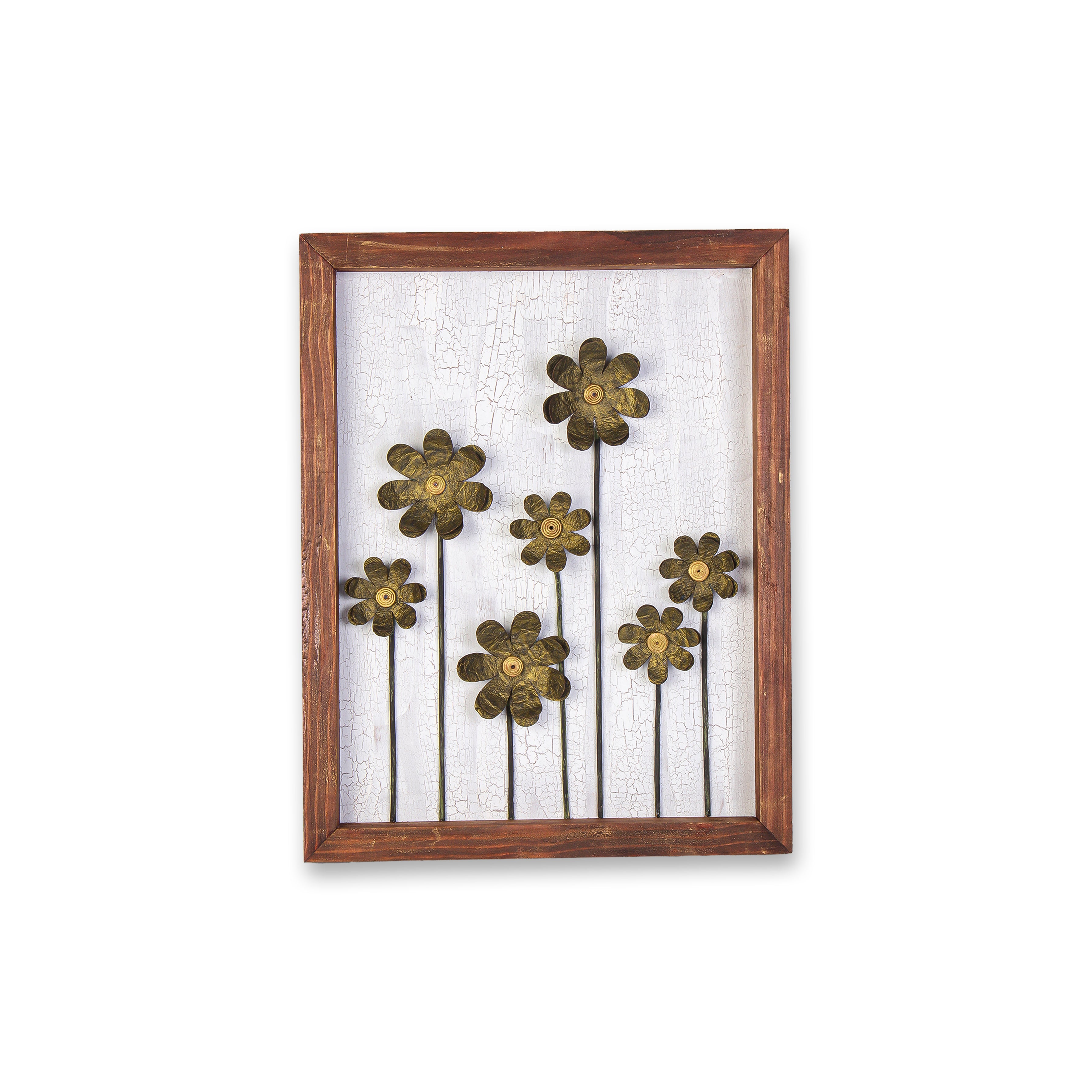 Wall Decor Handmade Daisy Field Golden Copper 3D Floral Art with Metallic Effect Approx H14 X L11