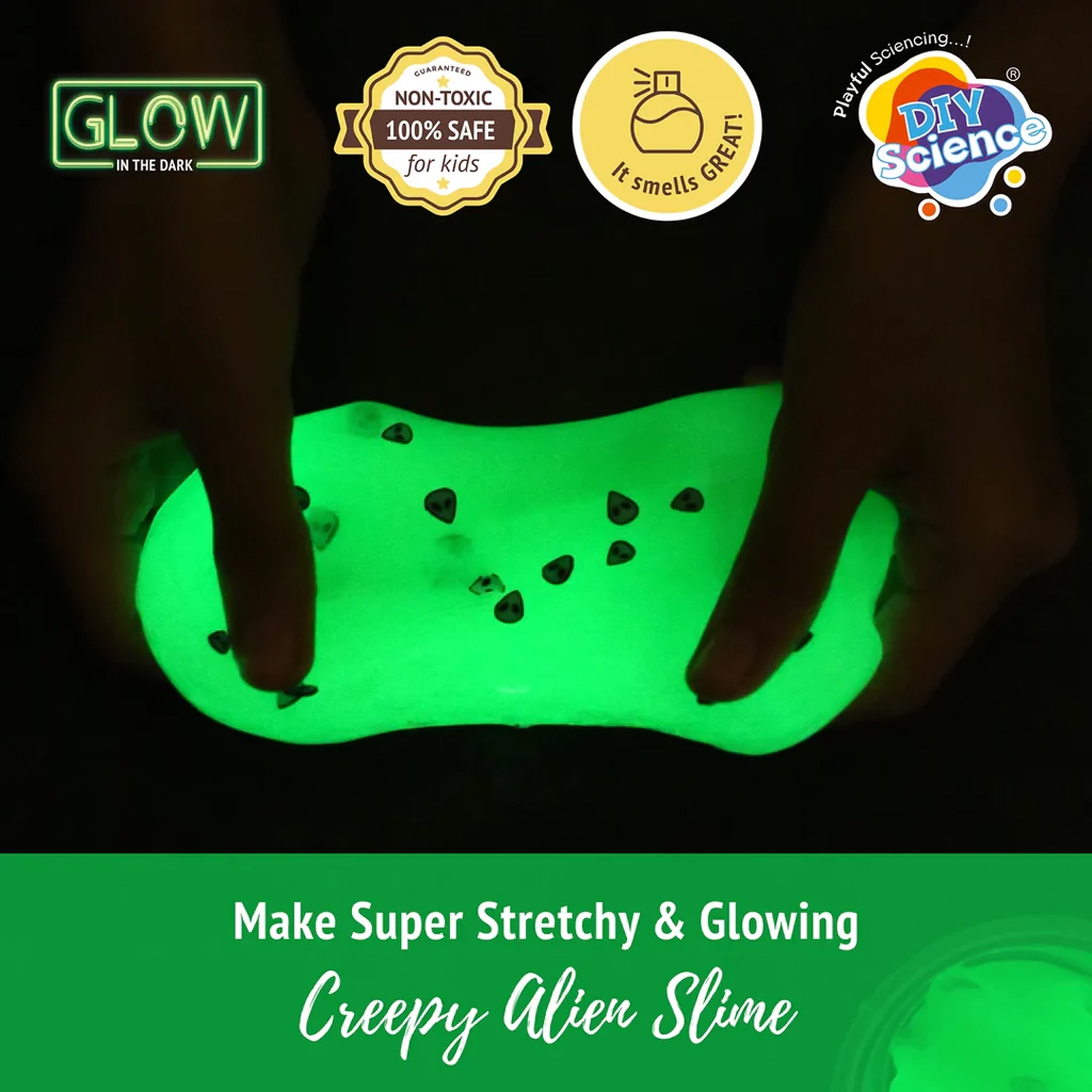 DIY Mix and Make Your Own Glow in the Dark Creepy Alien Slime Box