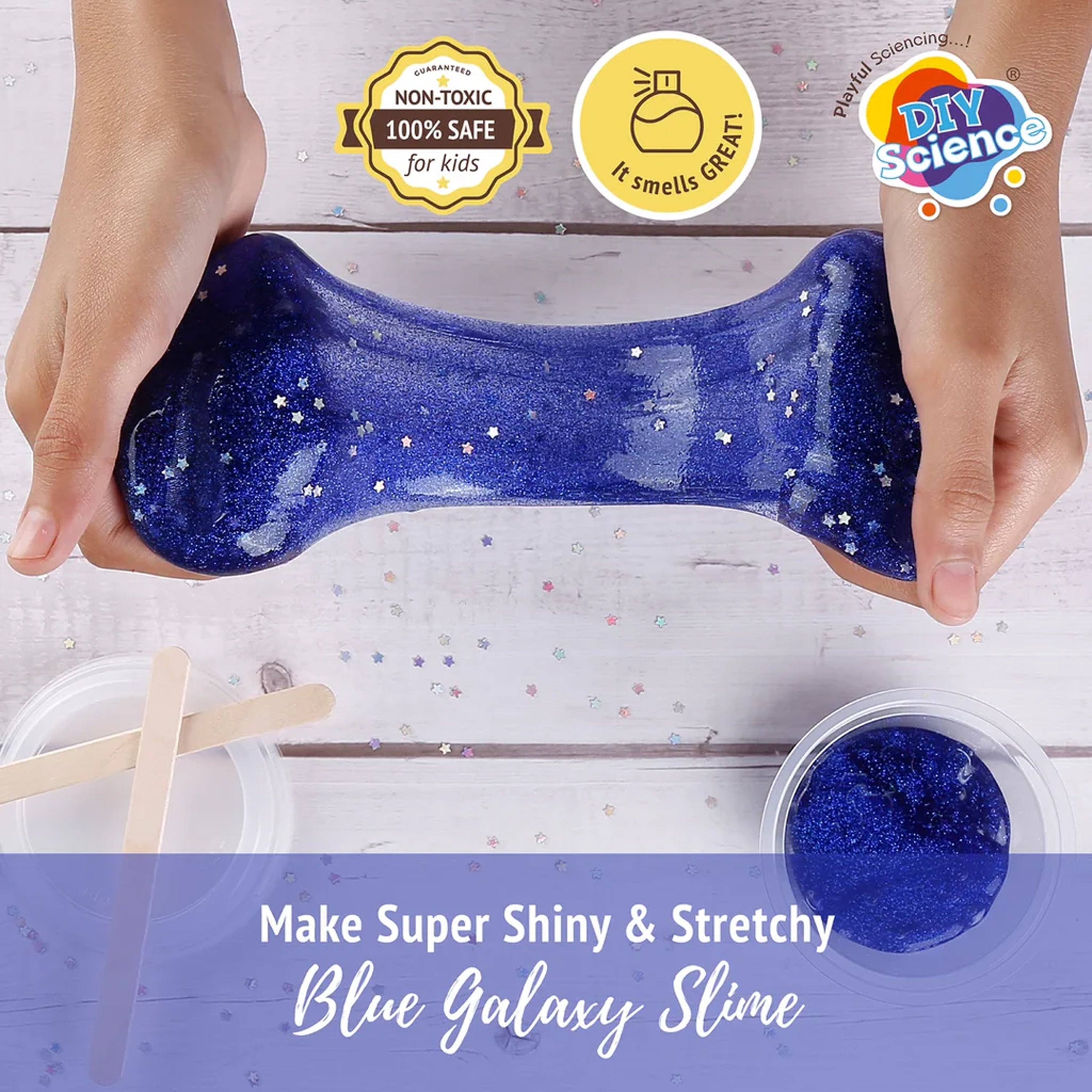 DIY Mix and Make Your Own Blue Galaxy Slime Box