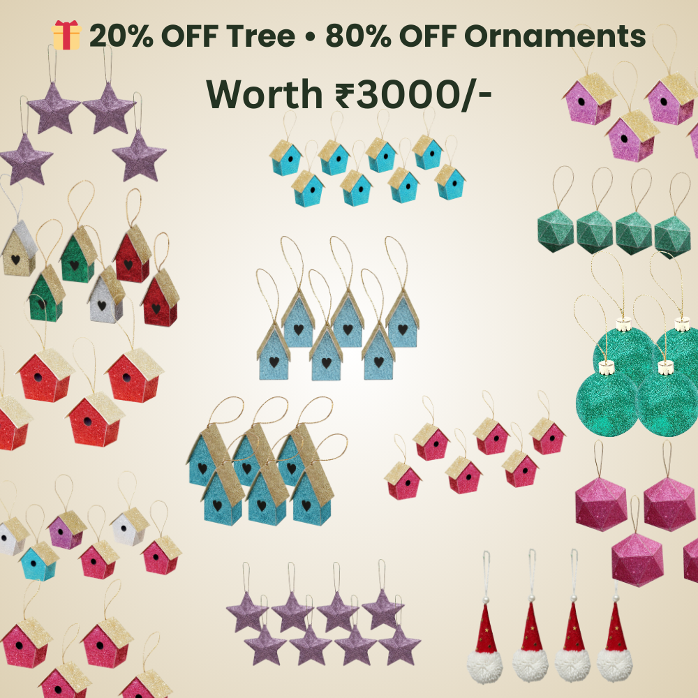 5 Feet - Christmas Premium Tree with Metal Stand Pine Cones & Red Berries 1pc Box + (Ornaments Combo)