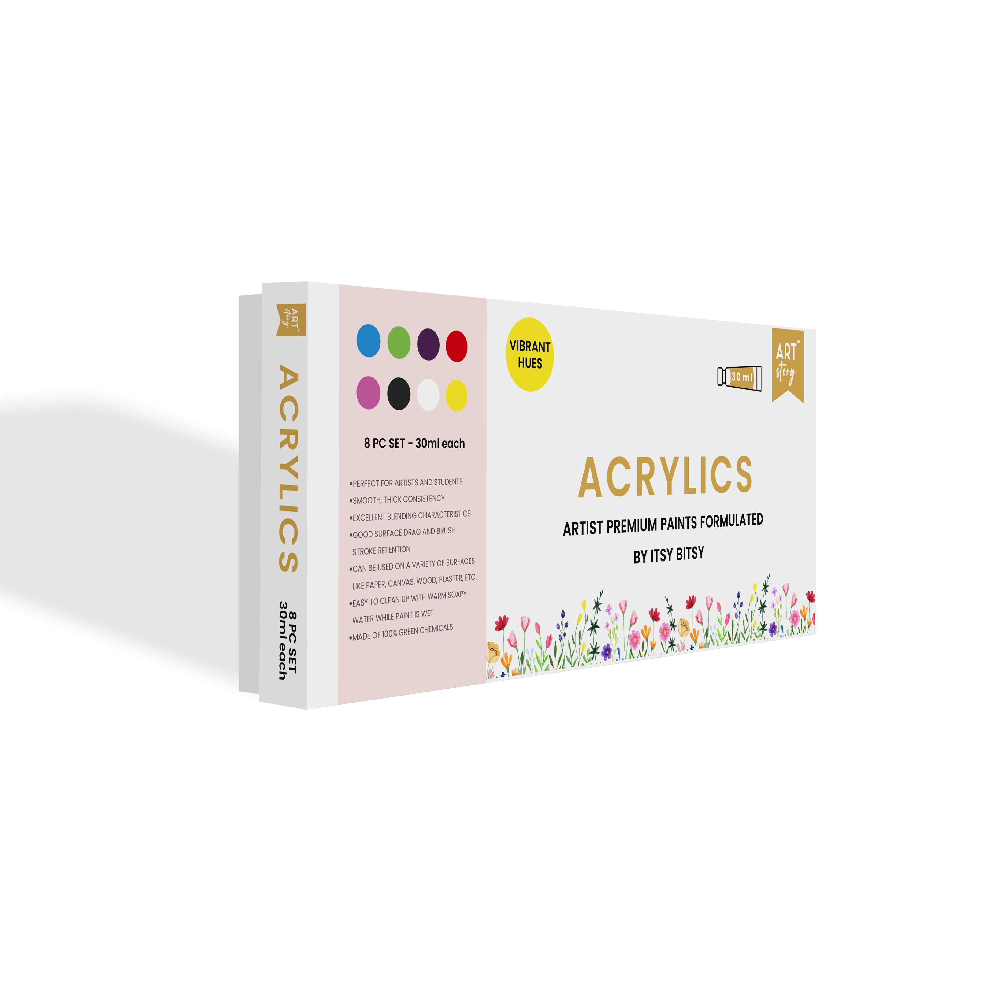 Artists Acrylic Colour Set Bright 8 colours X 30ml each