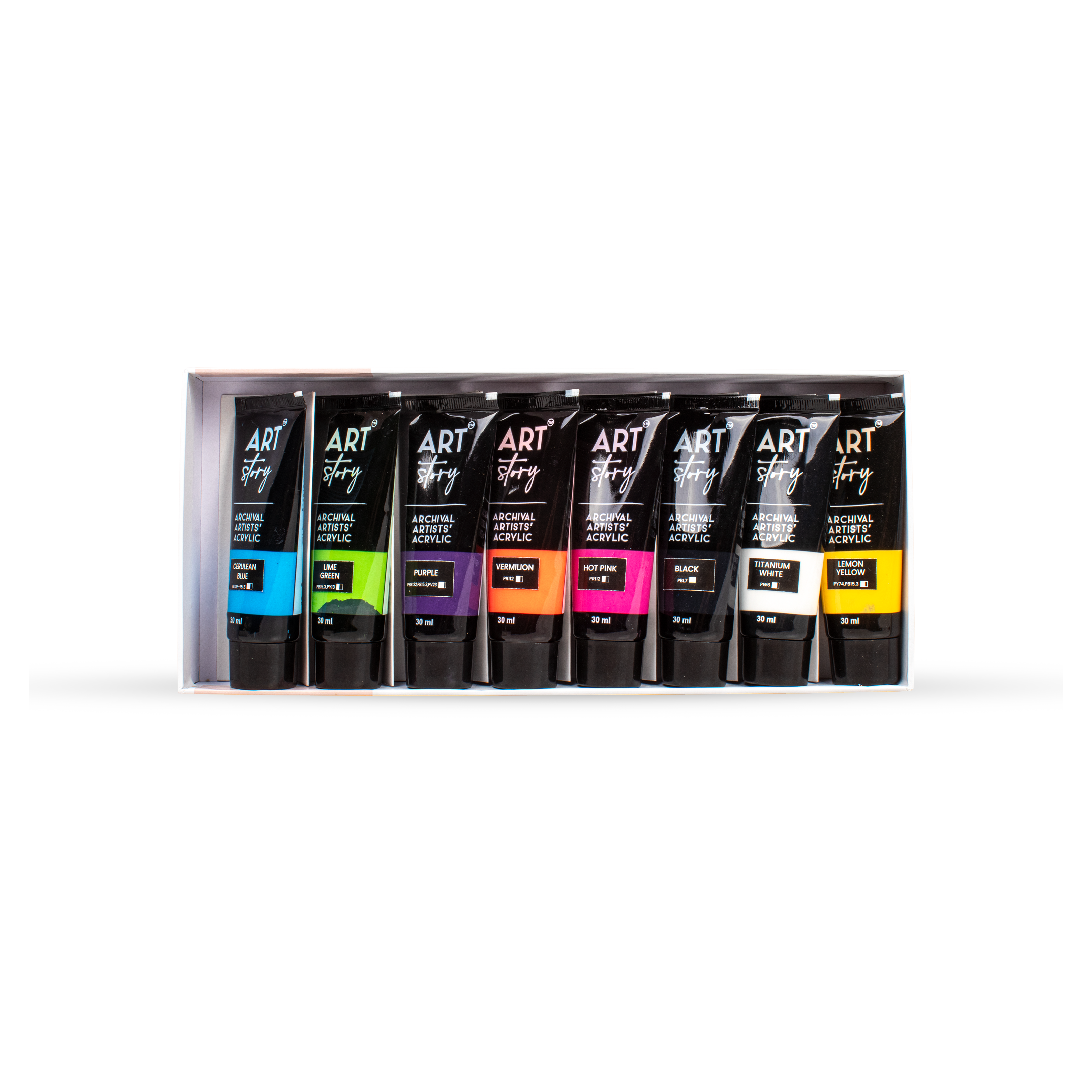 Artists Acrylic Colour Set Bright 8 colours X 30ml each