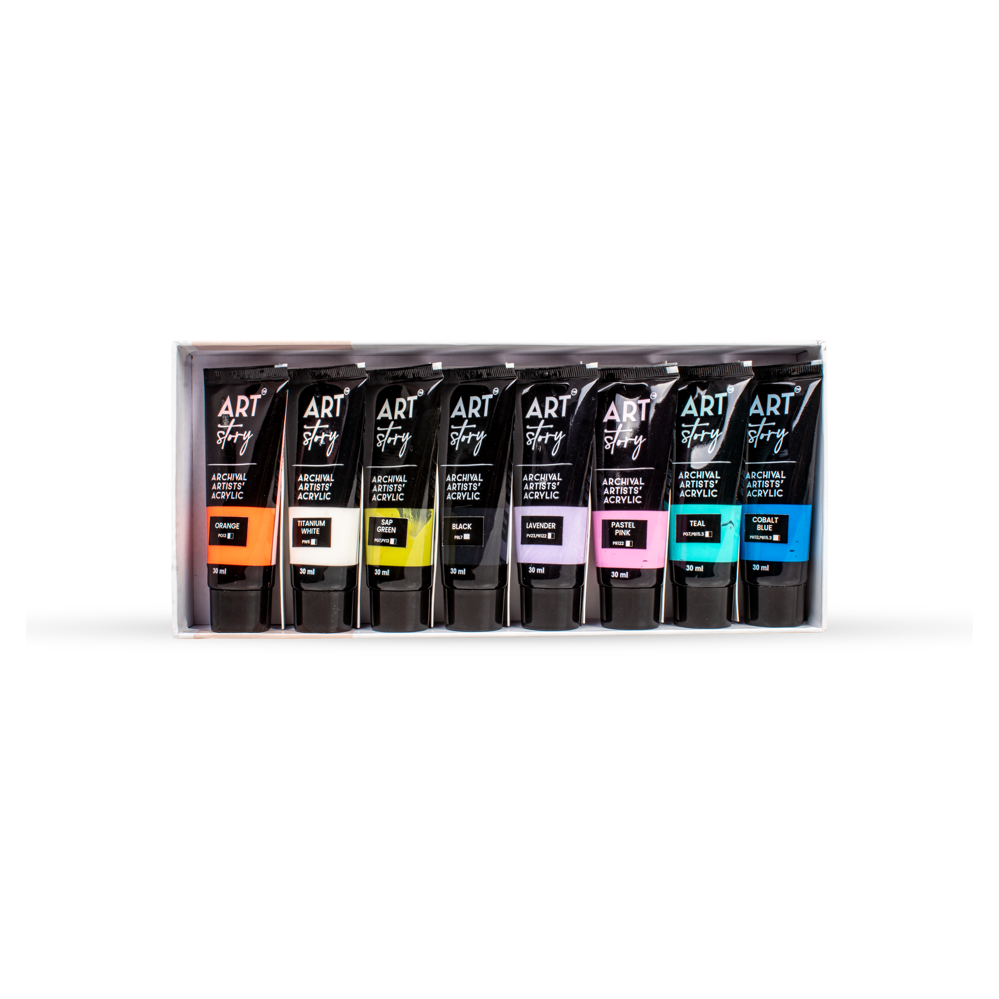 Artists Acrylic Colour Set Pastel 8 colours X 30ml each