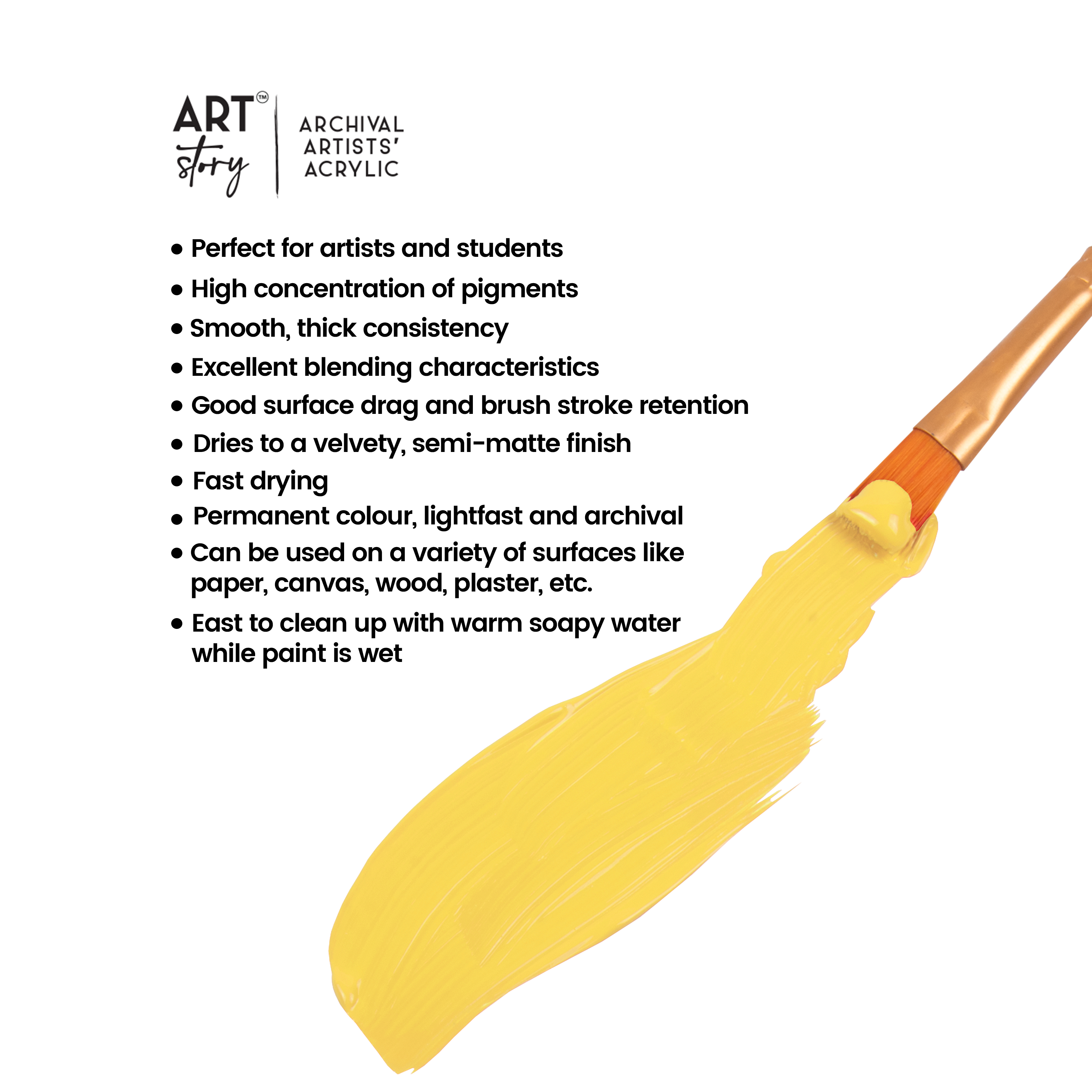 Artists Acrylic Colour Lemon Yellow 30ml Tube