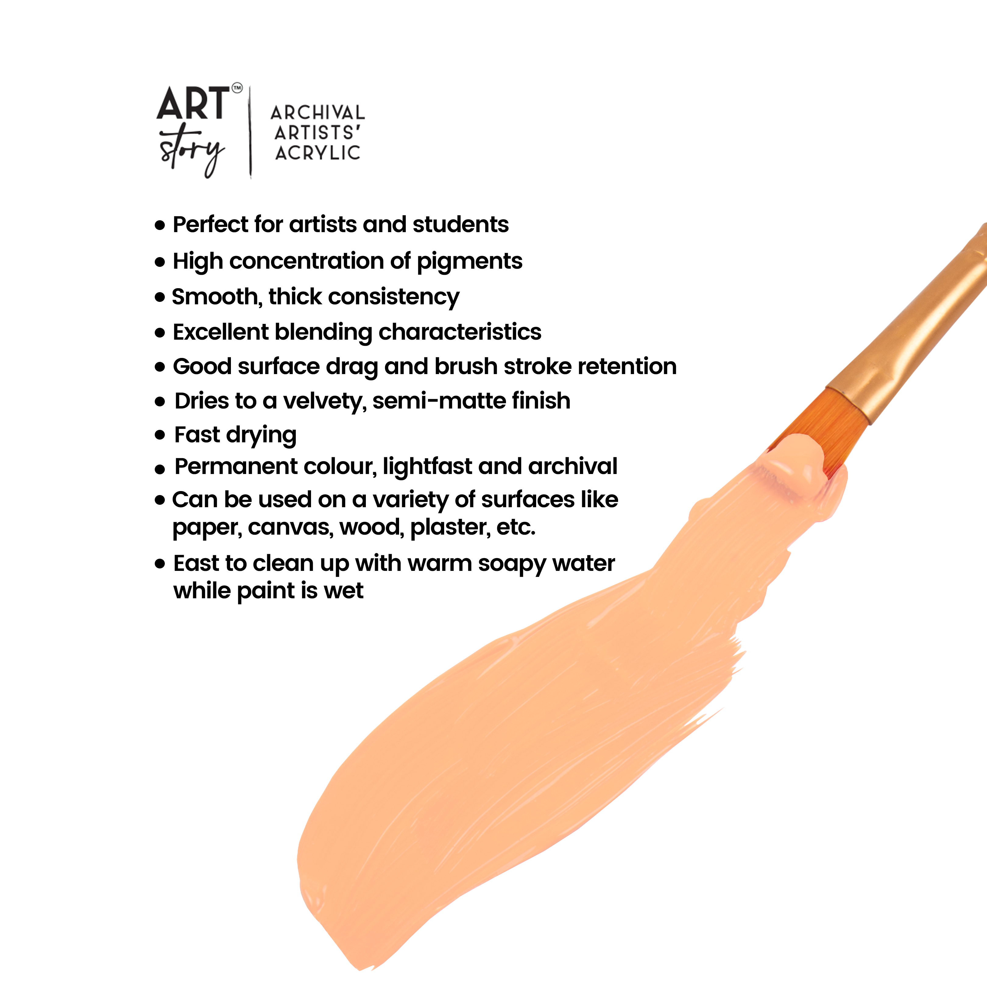 Artists Acrylic Colour Peach 30ml Tube