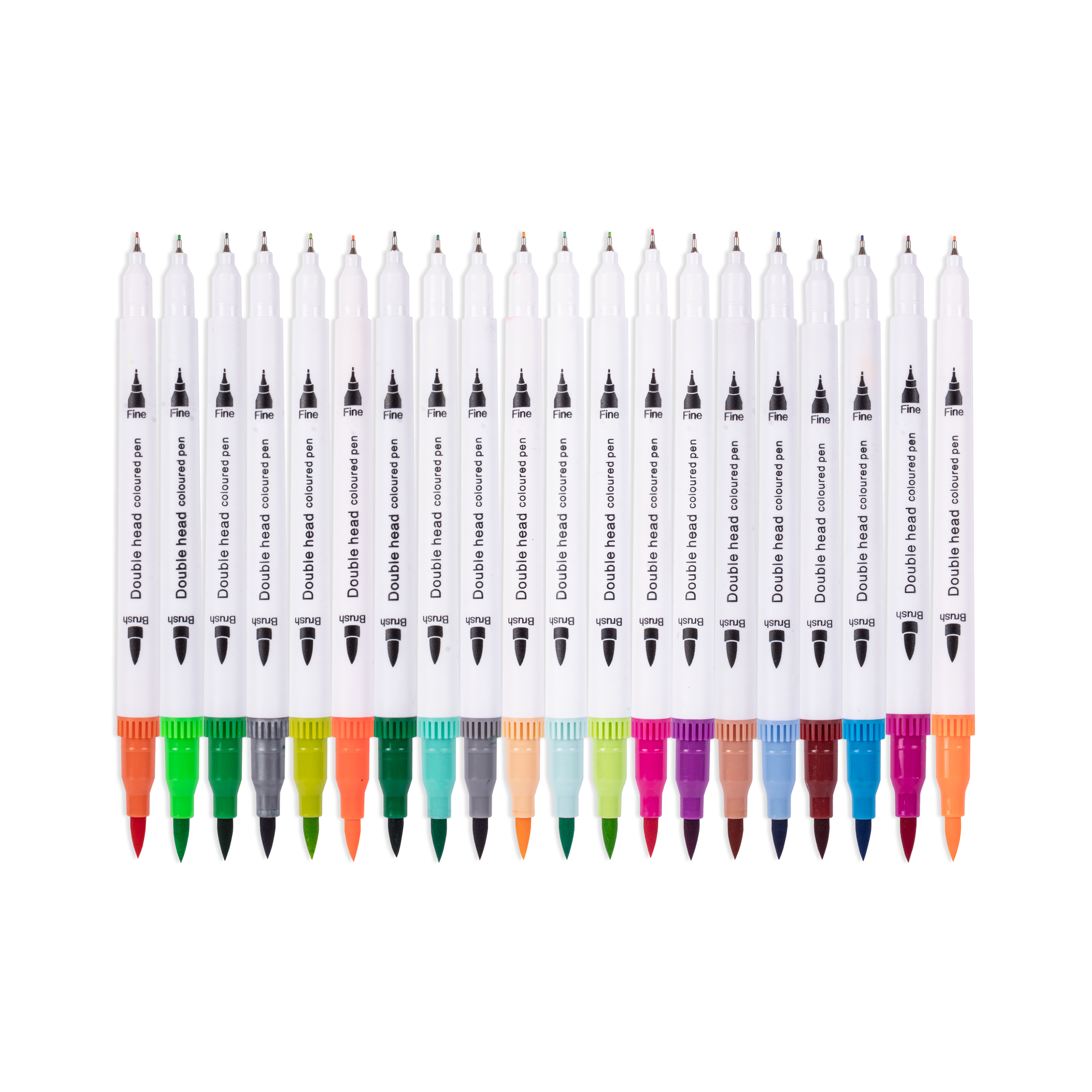 Dual Tip Fineliner/Brush Markers Water Based Pastel Brush 1-2mm Fineliner 0.4mm Tip Approx Pack Of 20pc Blister