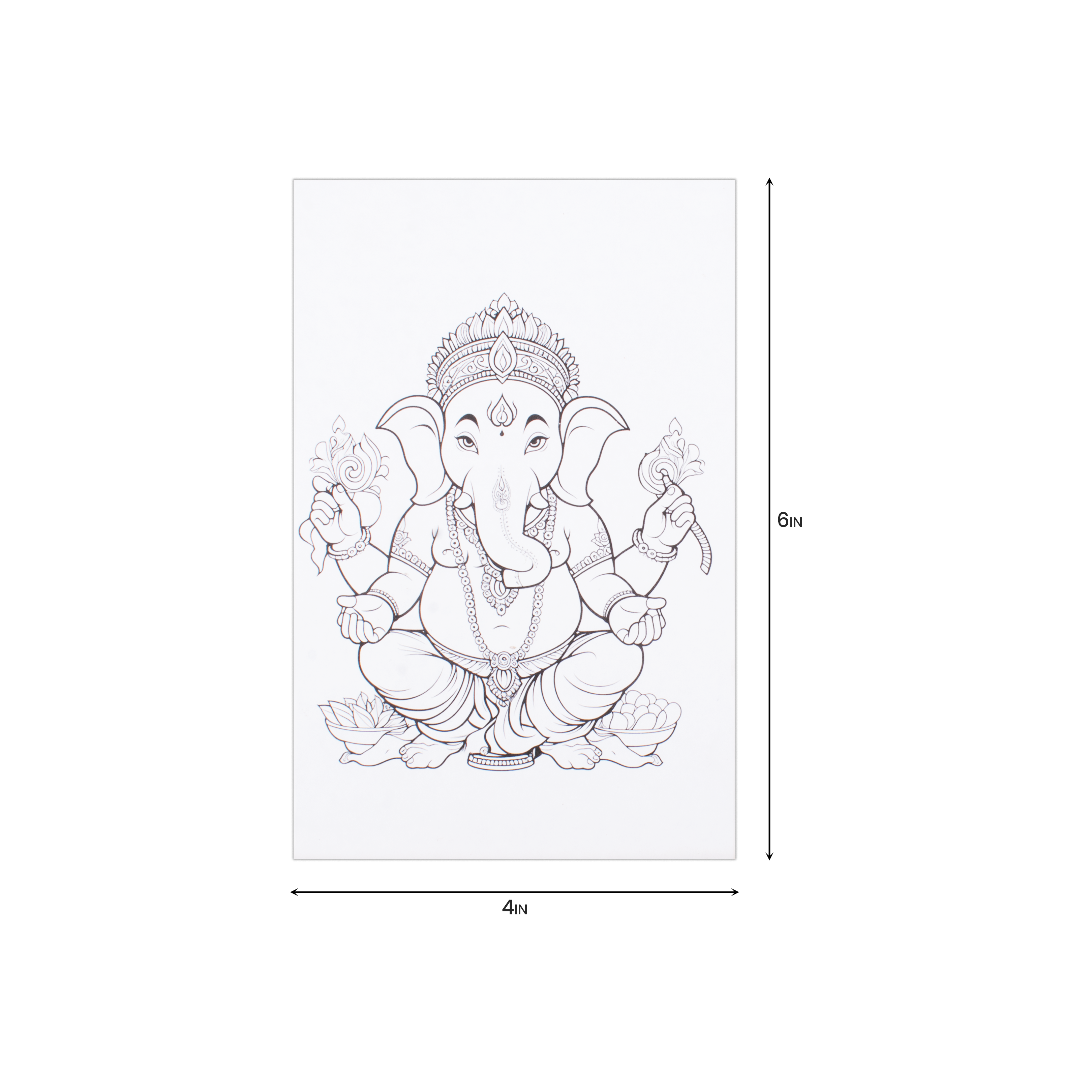 Paintable Pre-Printed Panel with Easel & Paints - Ganesha, Approx 4in x 6in, Easel size 11cm, 1pc