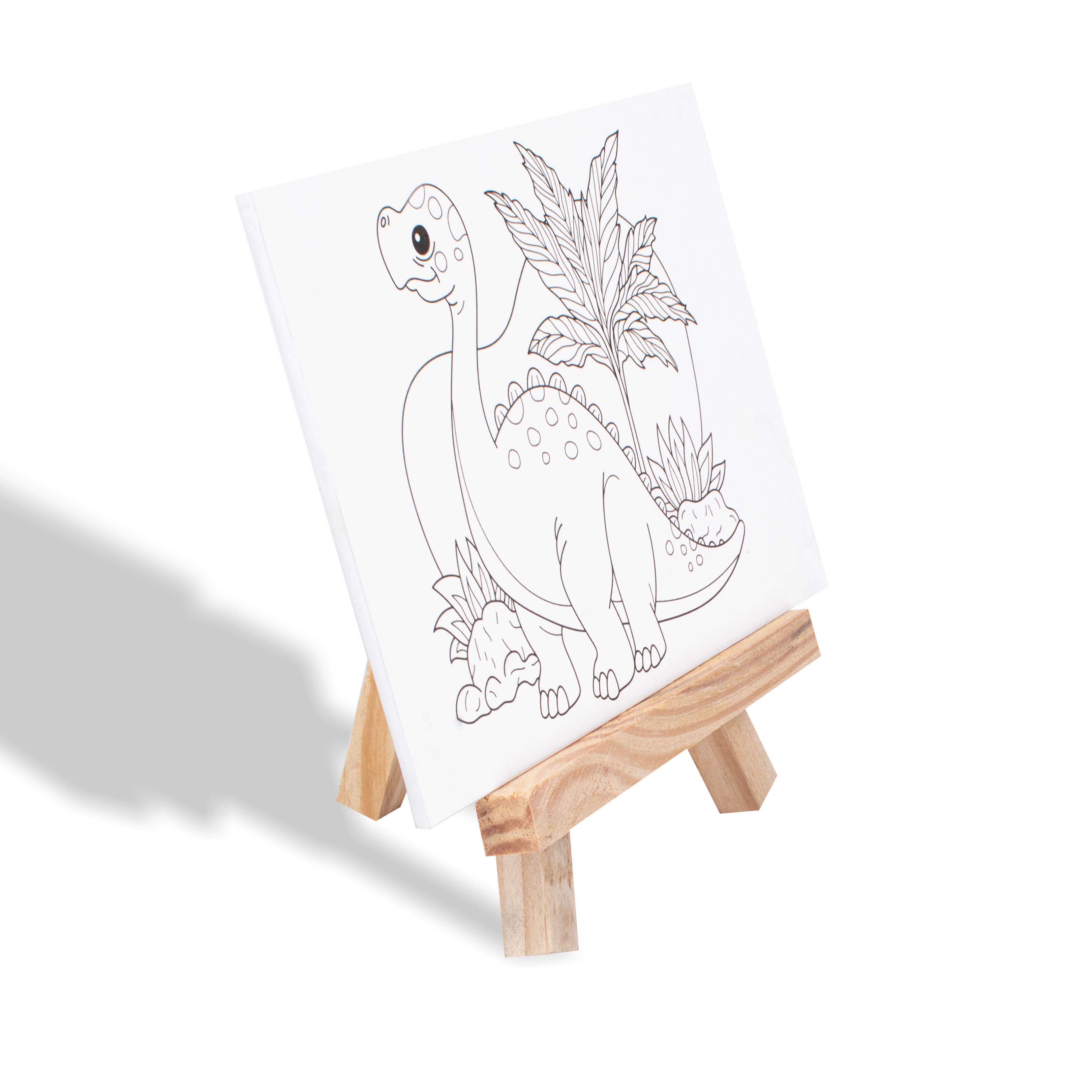 Paintable Pre-Printed Panel with Easel & Paints- Dinosaur, Approx 4in x 6in, Easel size 11cm, 1pc