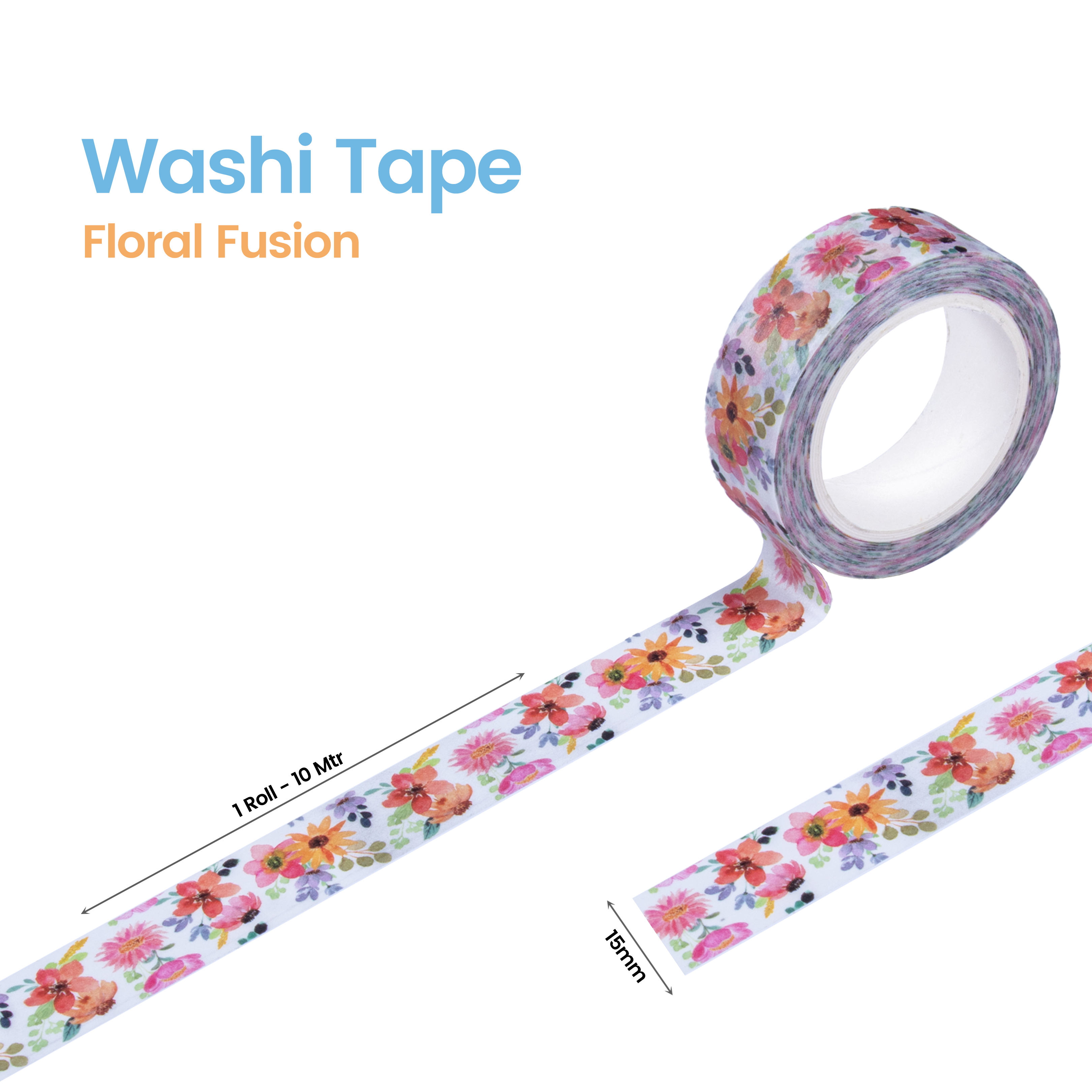 Washi Tape Floral Fusion 15Mmx10Mtr 1Pc