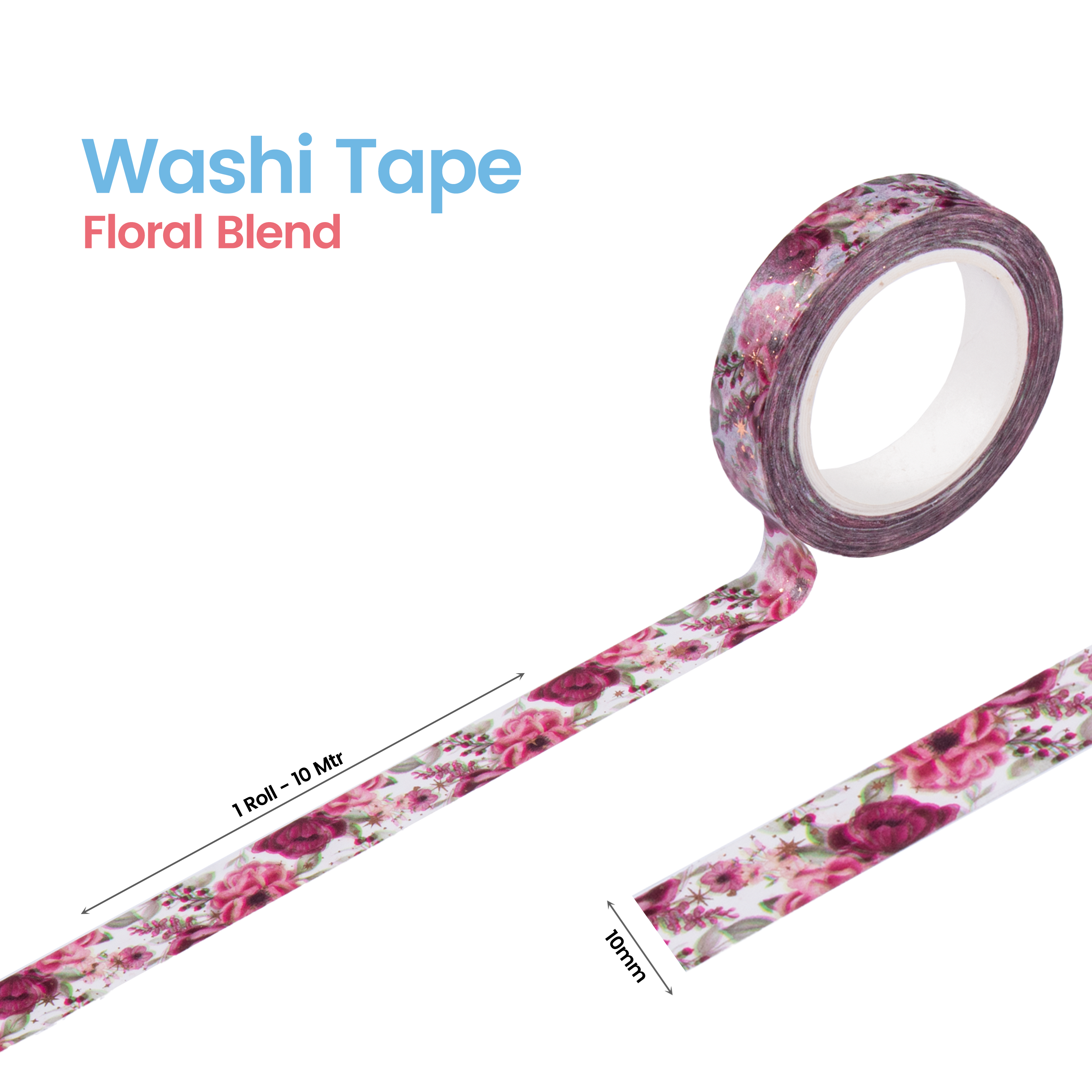 Washi Tape Floral Blend 10Mmx10Mtr 1Pc