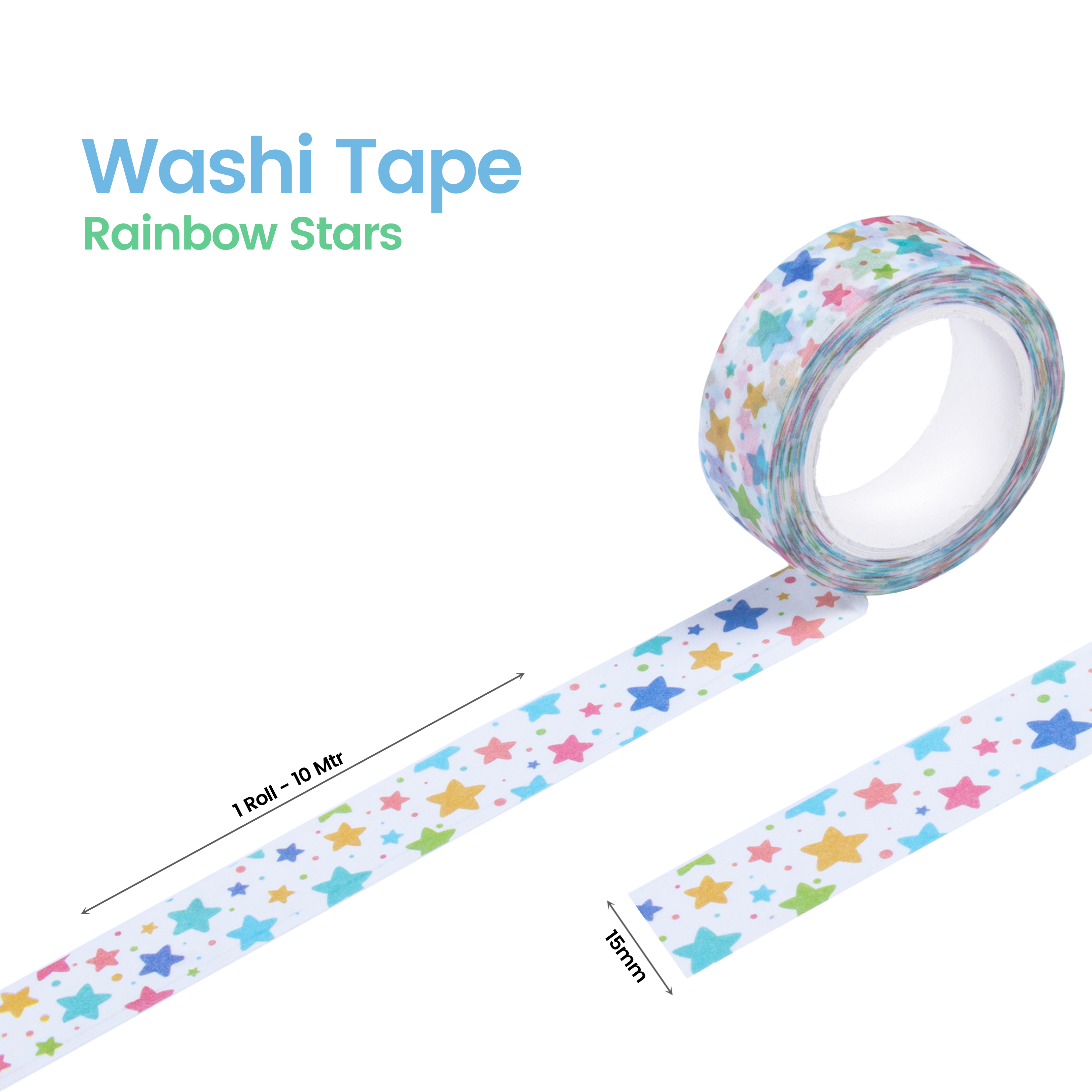 Washi Tape Rainbow Stars 15Mmx10Mtr 1Pc