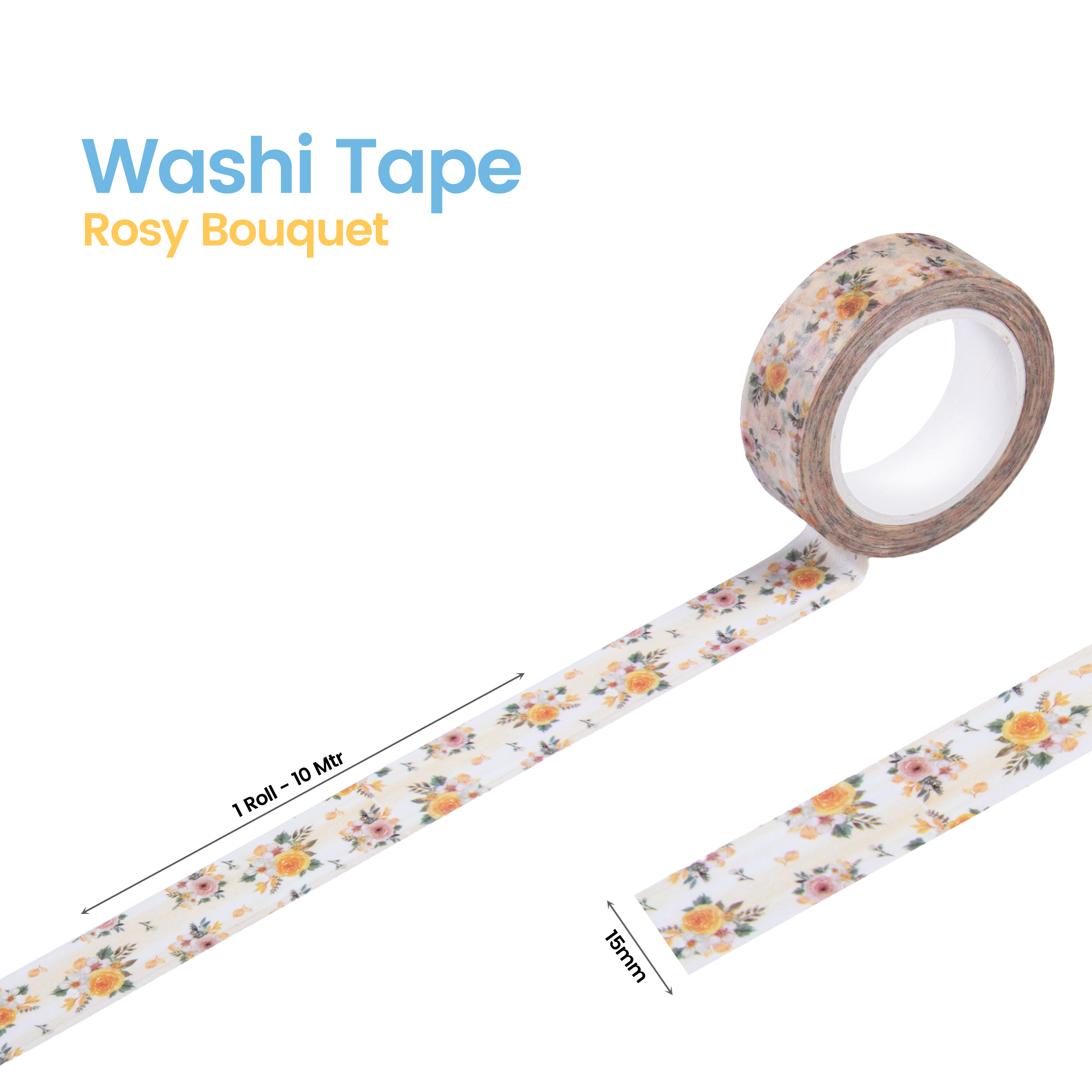 Washi Tape Rosy Bouquet 15Mmx10Mtr 1Pc