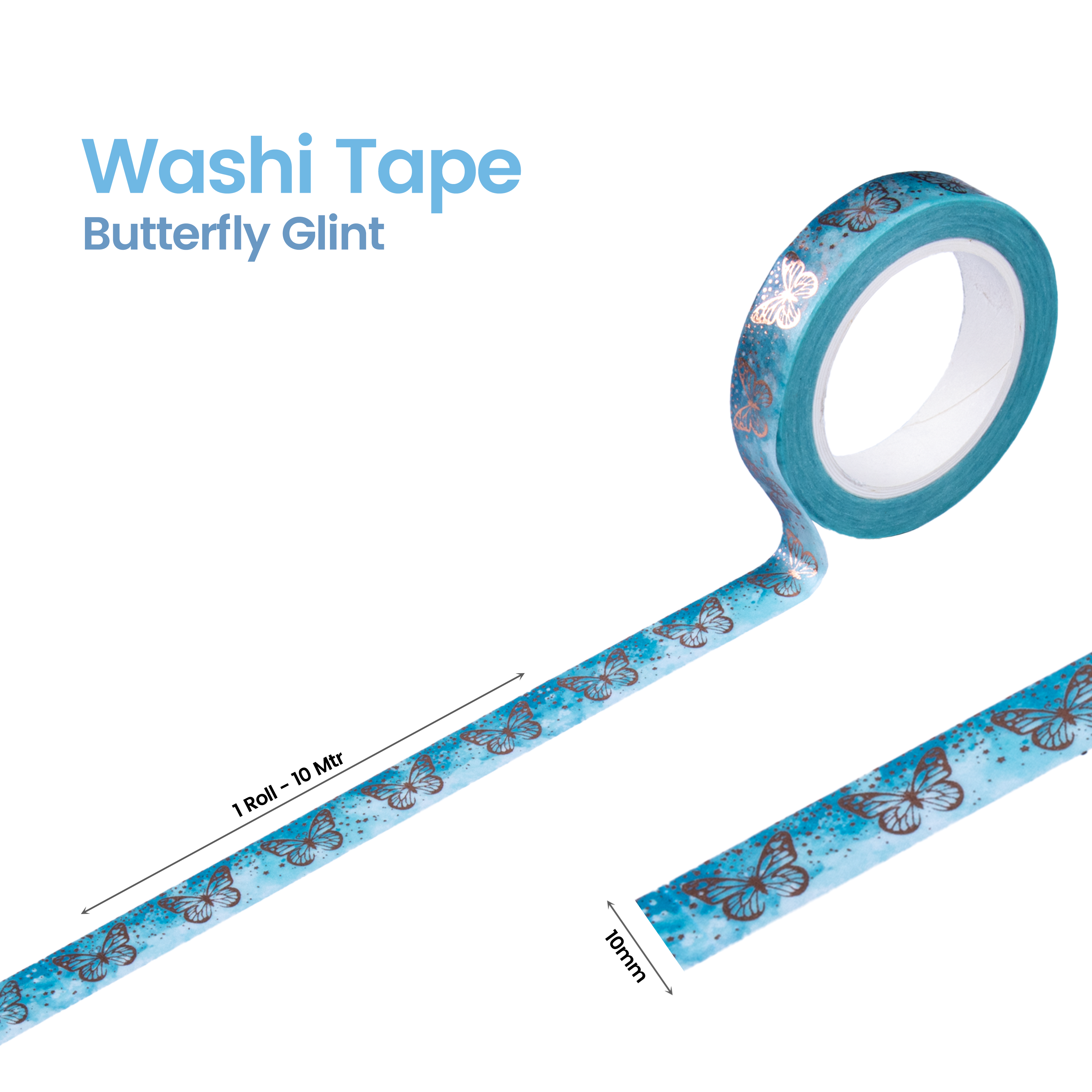 Washi Tape Butterfly Glint 10Mmx10Mtr 1Pc