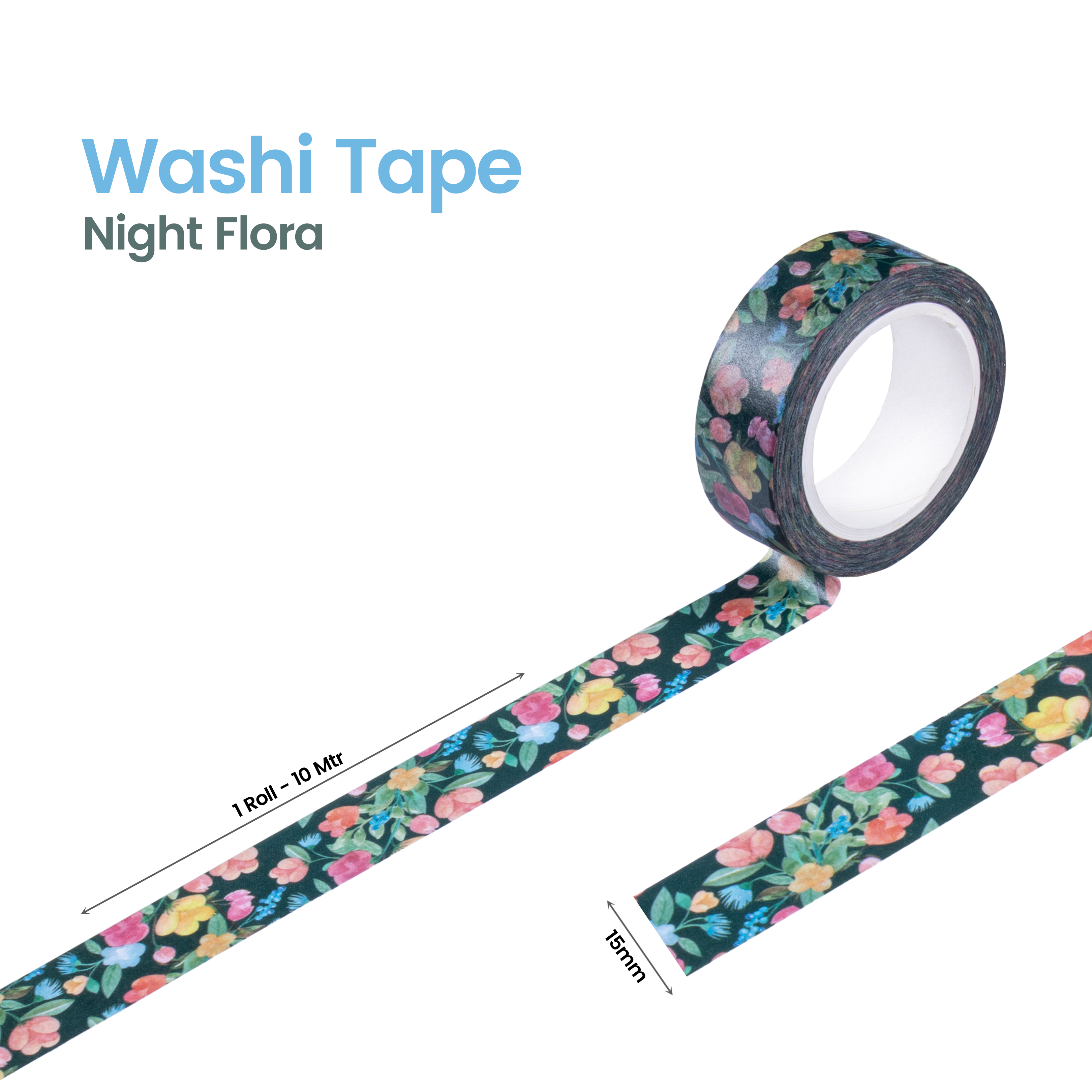 Washi Tape Night Flora 15Mmx10Mtr 1Pc