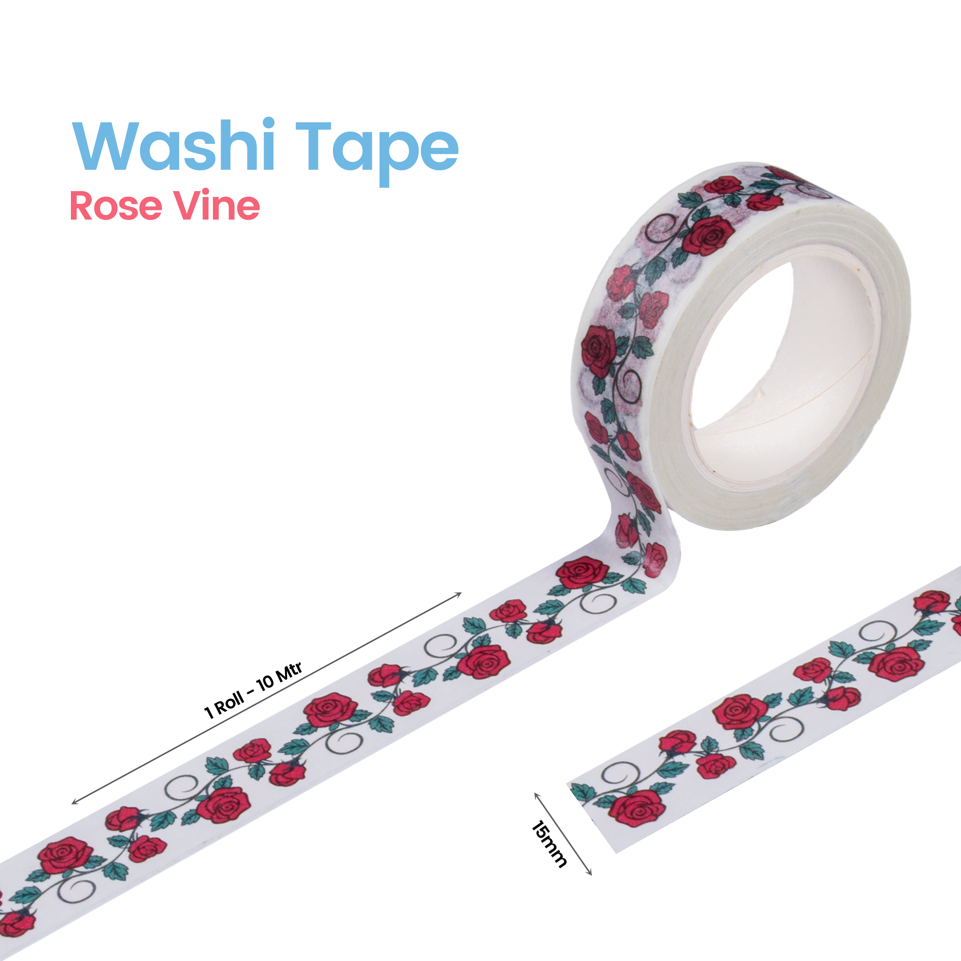 Washi Tape Rose Vine 15Mmx10Mtr 1Pc