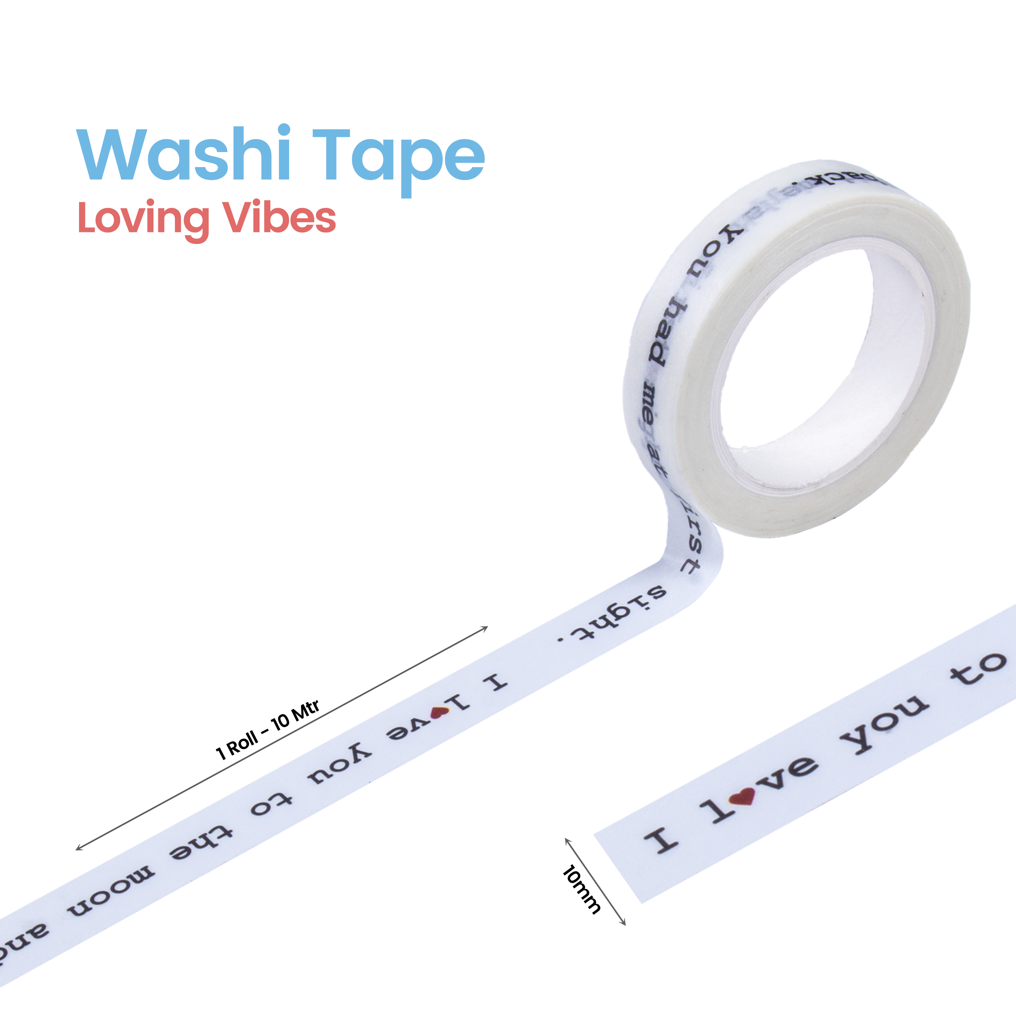 Washi Tape Loving Vibes 10Mmx10Mtr 1Pc